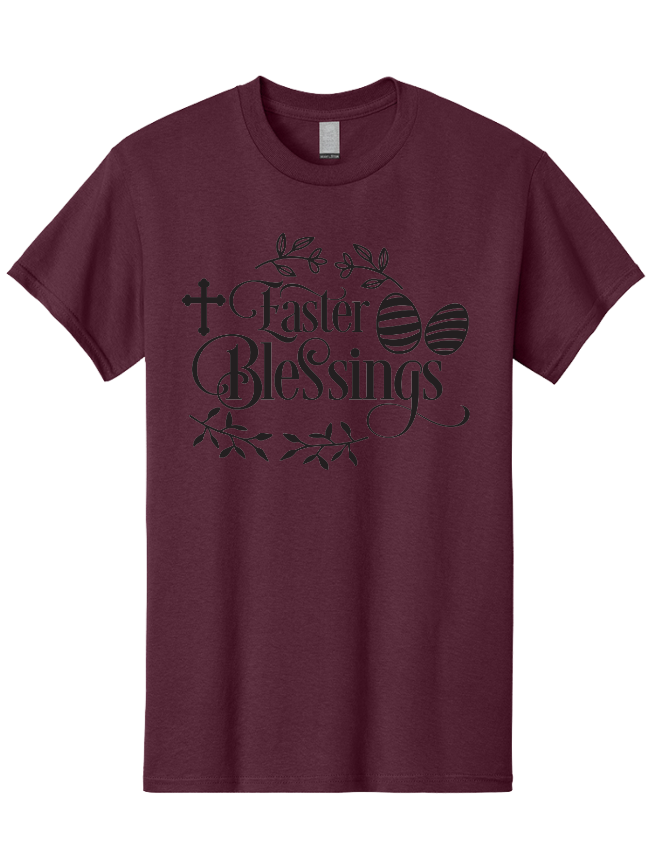 Faster-Blessings Men'S Graphic Tee, 100% Cotton, Comfortable Casual Summer Wear, Machine Washable, Easter Eggs, Easter Blessings, Christian Easter, Decorated Eggs, Spiritual Easter Wishes, Faith-Based Easter Greetings, Easter Cross, Aac709