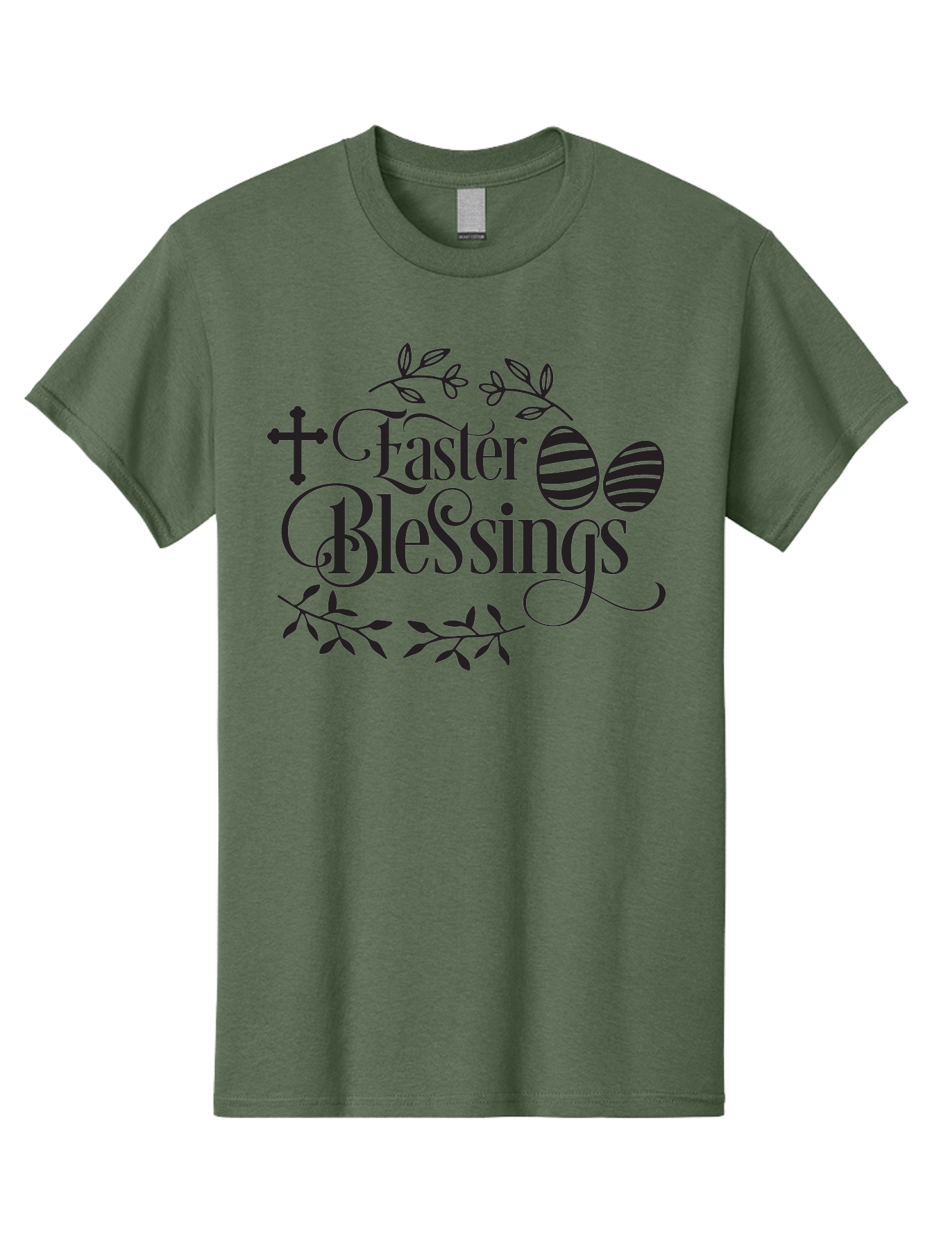Faster-Blessings Men'S Graphic Tee, 100% Cotton, Comfortable Casual Summer Wear, Machine Washable, Easter Eggs, Easter Blessings, Christian Easter, Decorated Eggs, Spiritual Easter Wishes, Faith-Based Easter Greetings, Easter Cross, Aac709
