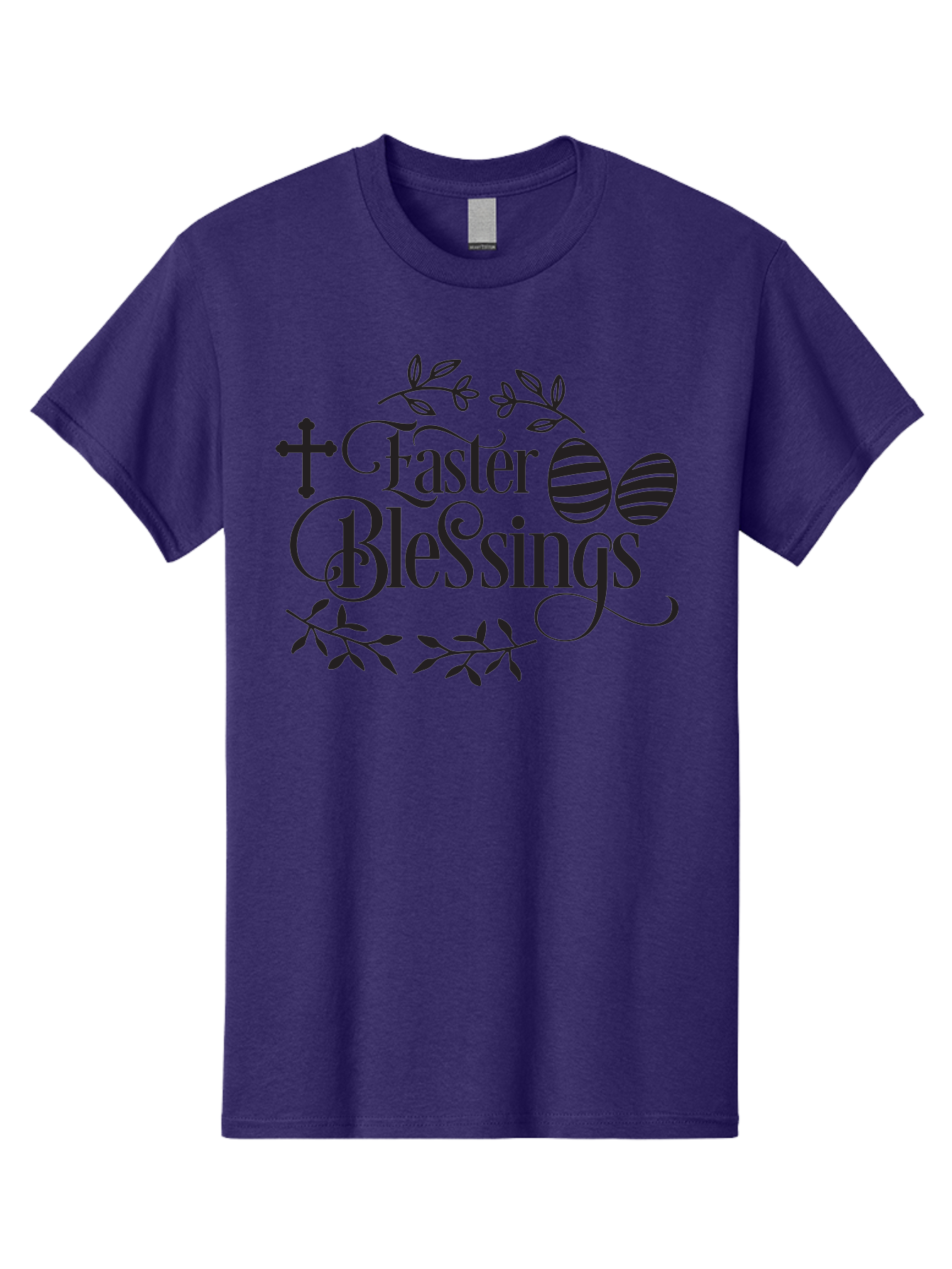 Faster-Blessings Men'S Graphic Tee, 100% Cotton, Comfortable Casual Summer Wear, Machine Washable, Easter Eggs, Easter Blessings, Christian Easter, Decorated Eggs, Spiritual Easter Wishes, Faith-Based Easter Greetings, Easter Cross, Aac709