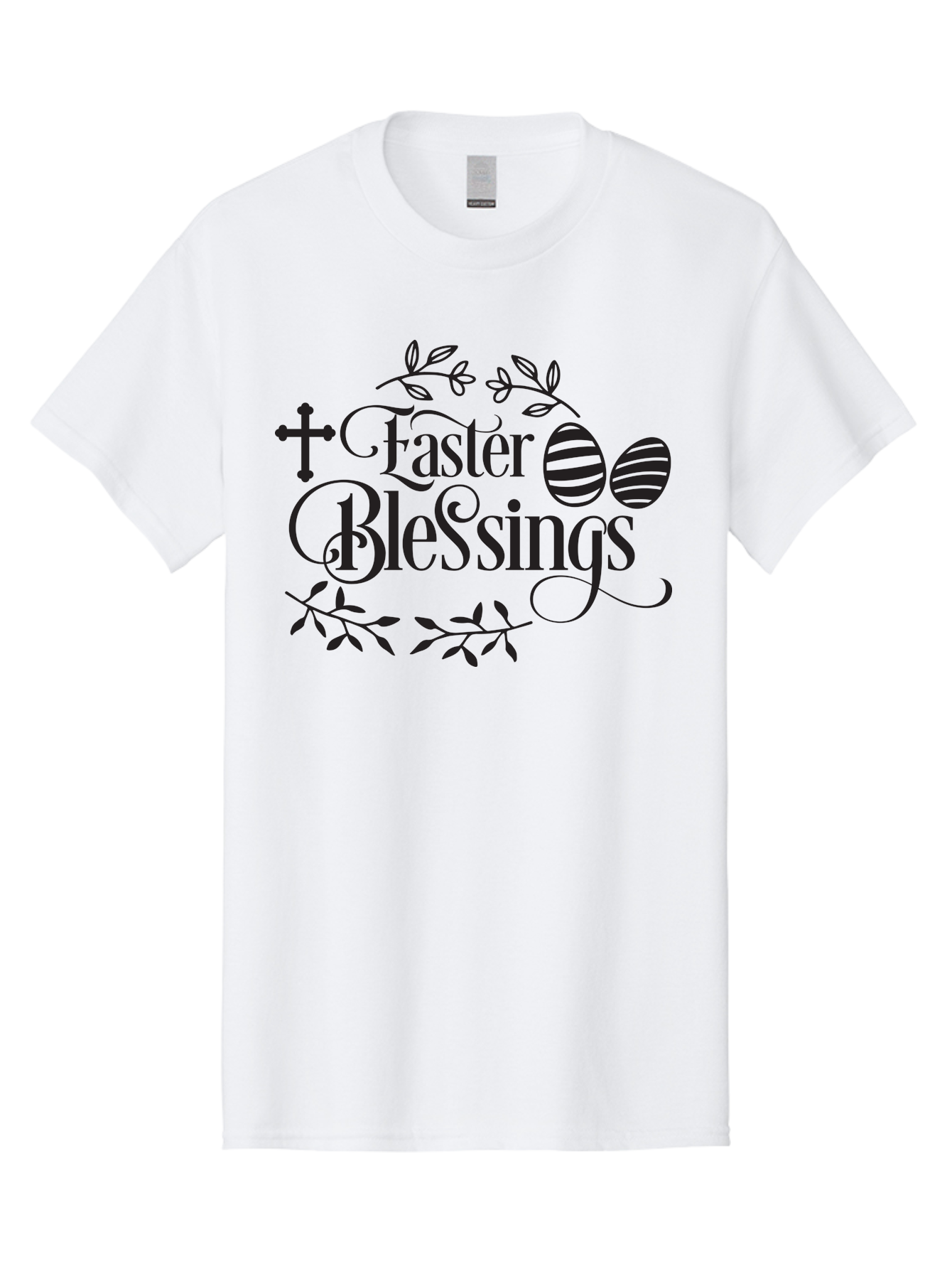 Faster-Blessings Men'S Graphic Tee, 100% Cotton, Comfortable Casual Summer Wear, Machine Washable, Easter Eggs, Easter Blessings, Christian Easter, Decorated Eggs, Spiritual Easter Wishes, Faith-Based Easter Greetings, Easter Cross, Aac709