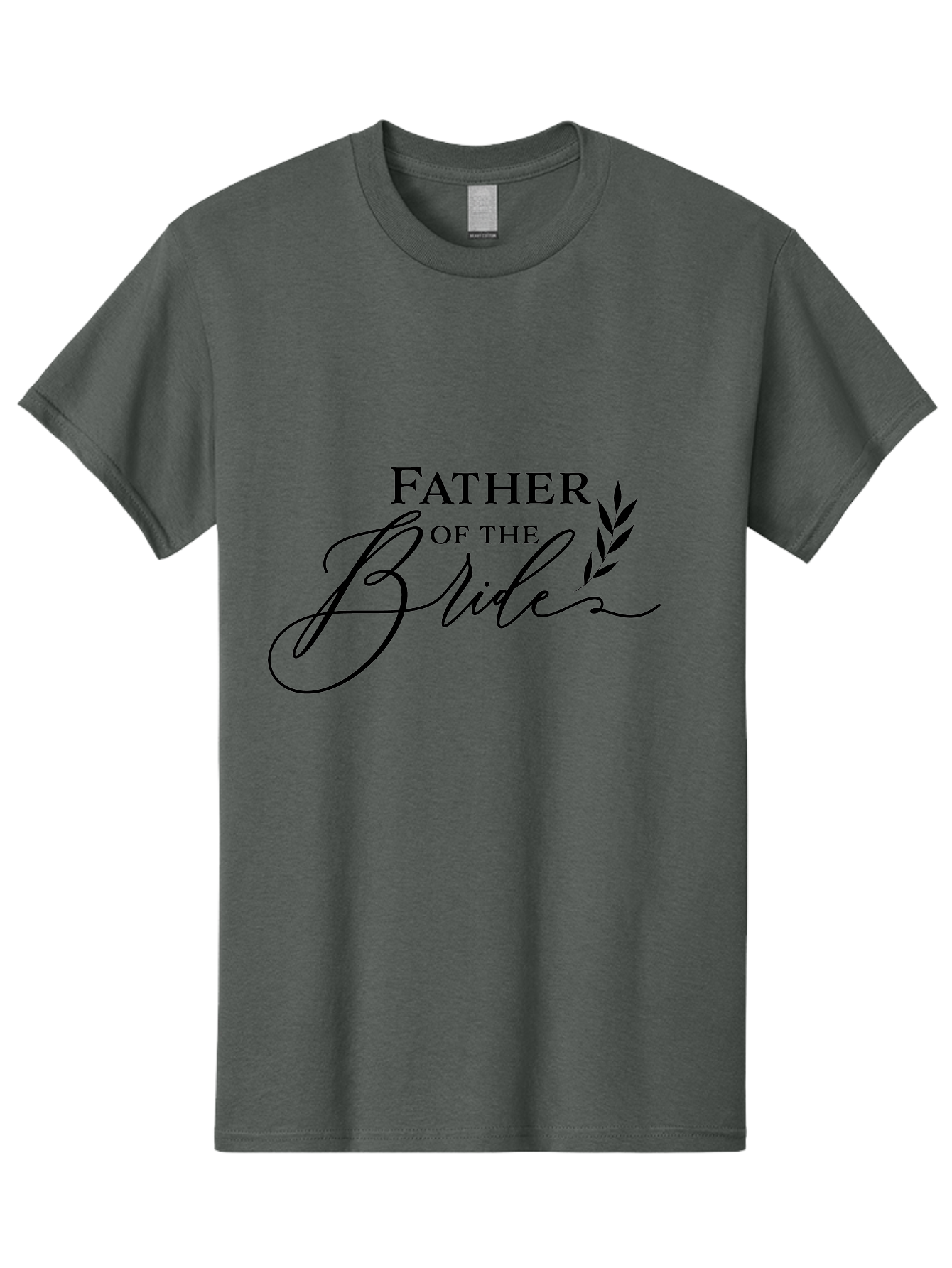 Father-Of-The-Bride Men'S Graphic Tee, 100% Cotton, Comfortable Casual Summer Wear, Machine Washable, Father Of The Bride, Wedding Theme, Family Love, Special Day, Wedding Day, Laurel Leaves, Elegant Script, Calligraphy Font, Unique Gift, Aac711