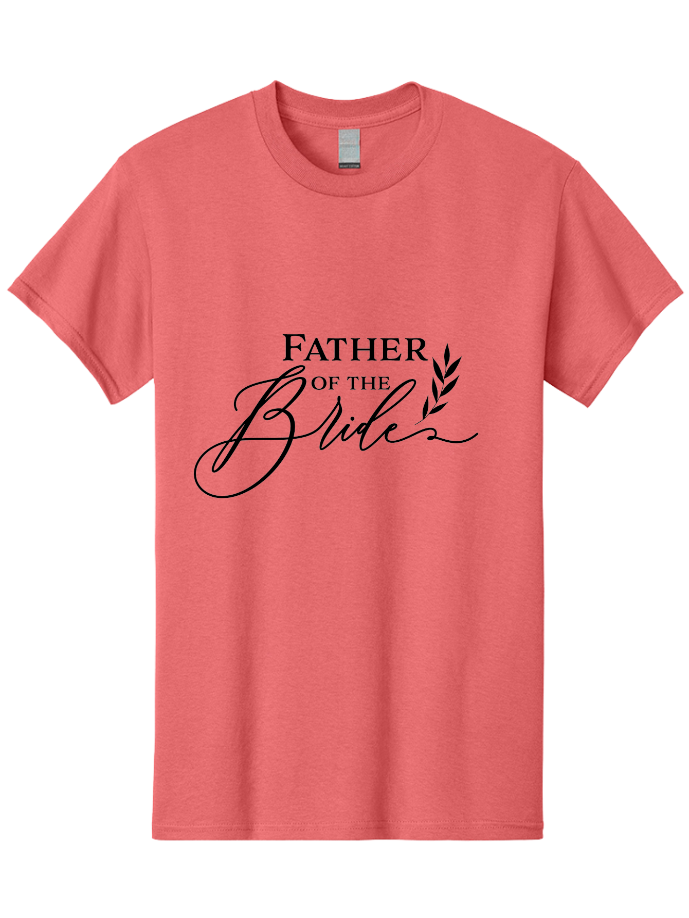 Father-Of-The-Bride Men'S Graphic Tee, 100% Cotton, Comfortable Casual Summer Wear, Machine Washable, Father Of The Bride, Wedding Theme, Family Love, Special Day, Wedding Day, Laurel Leaves, Elegant Script, Calligraphy Font, Unique Gift, Aac711