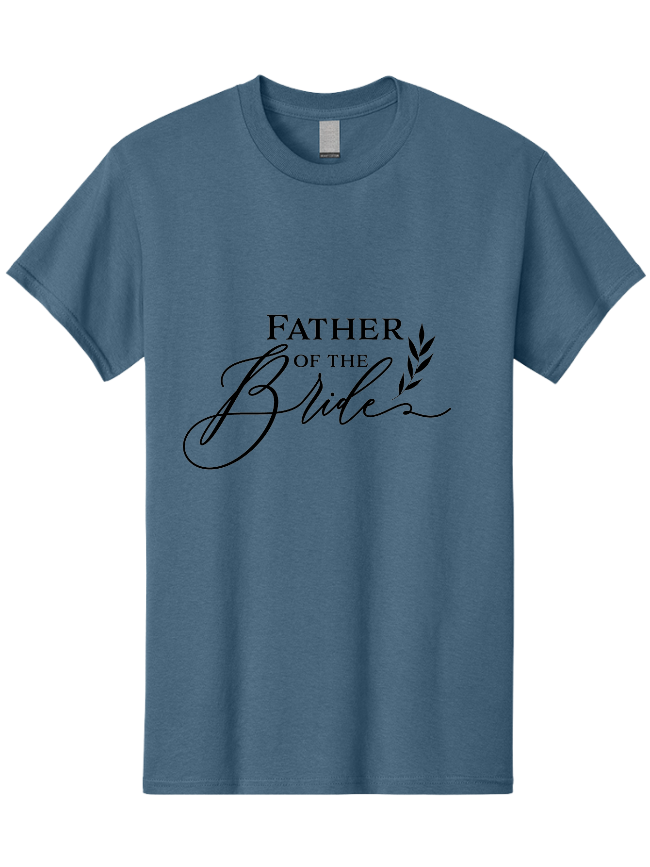 Father-Of-The-Bride Men'S Graphic Tee, 100% Cotton, Comfortable Casual Summer Wear, Machine Washable, Father Of The Bride, Wedding Theme, Family Love, Special Day, Wedding Day, Laurel Leaves, Elegant Script, Calligraphy Font, Unique Gift, Aac711