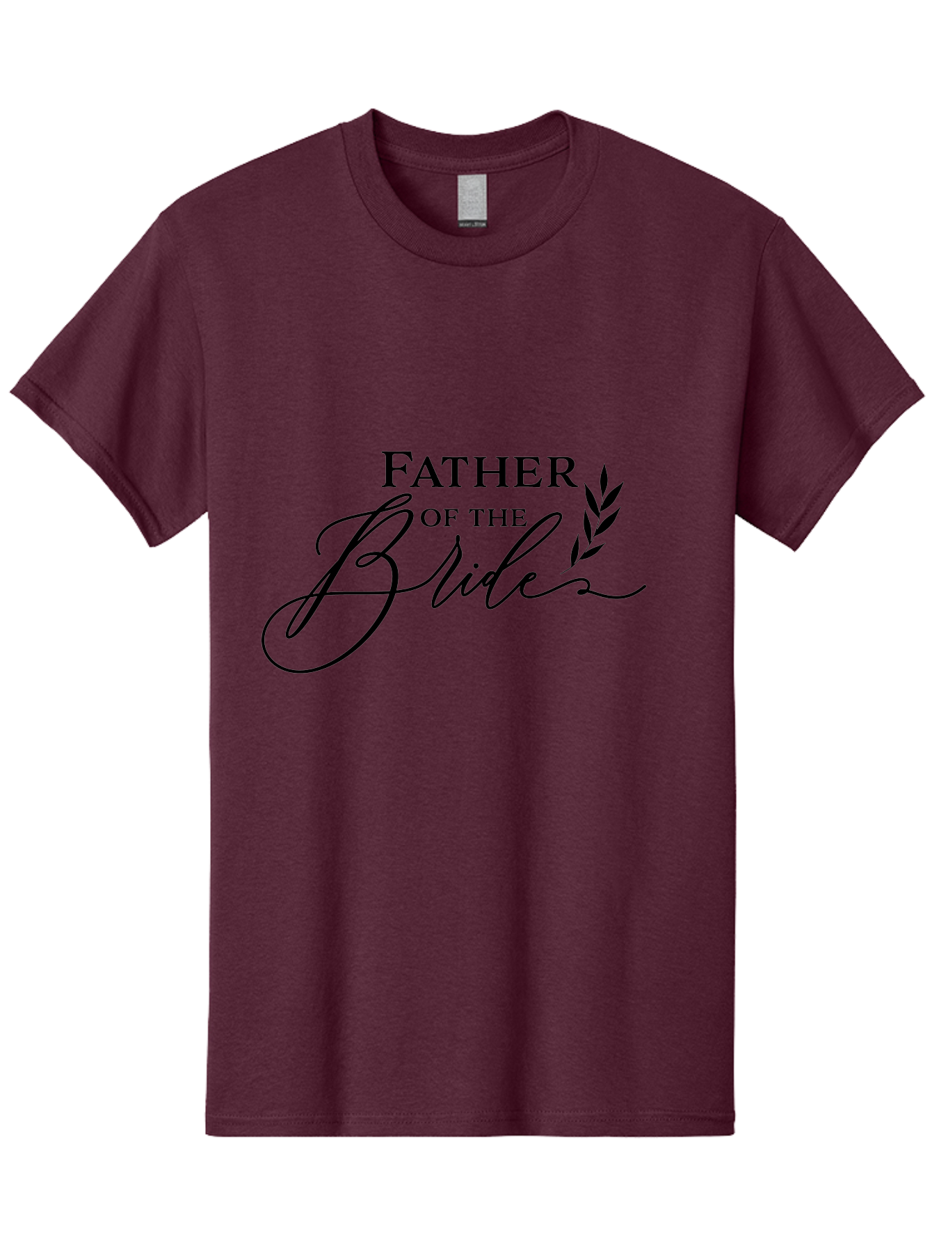 Father-Of-The-Bride Men'S Graphic Tee, 100% Cotton, Comfortable Casual Summer Wear, Machine Washable, Father Of The Bride, Wedding Theme, Family Love, Special Day, Wedding Day, Laurel Leaves, Elegant Script, Calligraphy Font, Unique Gift, Aac711