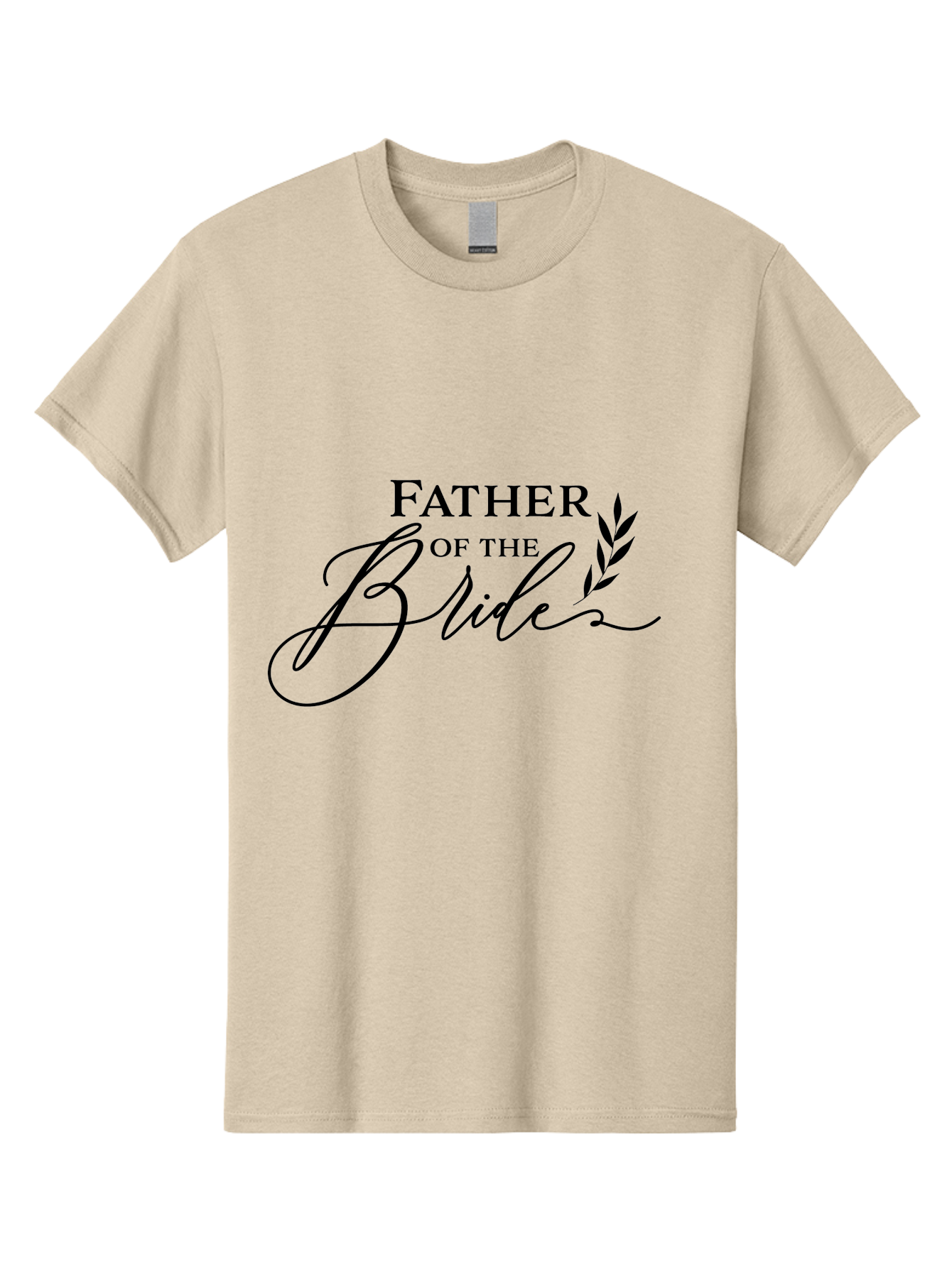 Father-Of-The-Bride Men'S Graphic Tee, 100% Cotton, Comfortable Casual Summer Wear, Machine Washable, Father Of The Bride, Wedding Theme, Family Love, Special Day, Wedding Day, Laurel Leaves, Elegant Script, Calligraphy Font, Unique Gift, Aac711