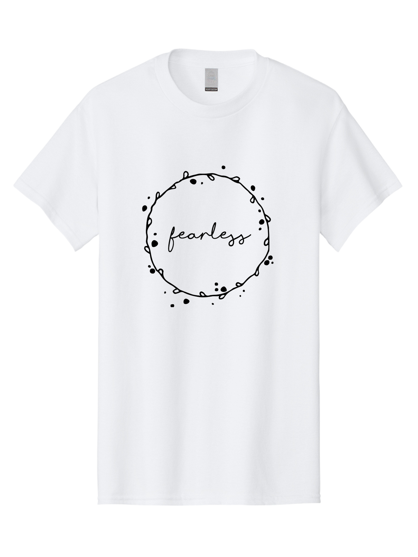 Fearless Men'S Graphic Tee, 100% Cotton, Comfortable Casual Summer Wear, Machine Washable, Fearless, Hand Drawn Circle, Inspirational Quote, Motivational Words, Modern Typography, Splash Effect, Abstract Design, Minimalist Style Aac712