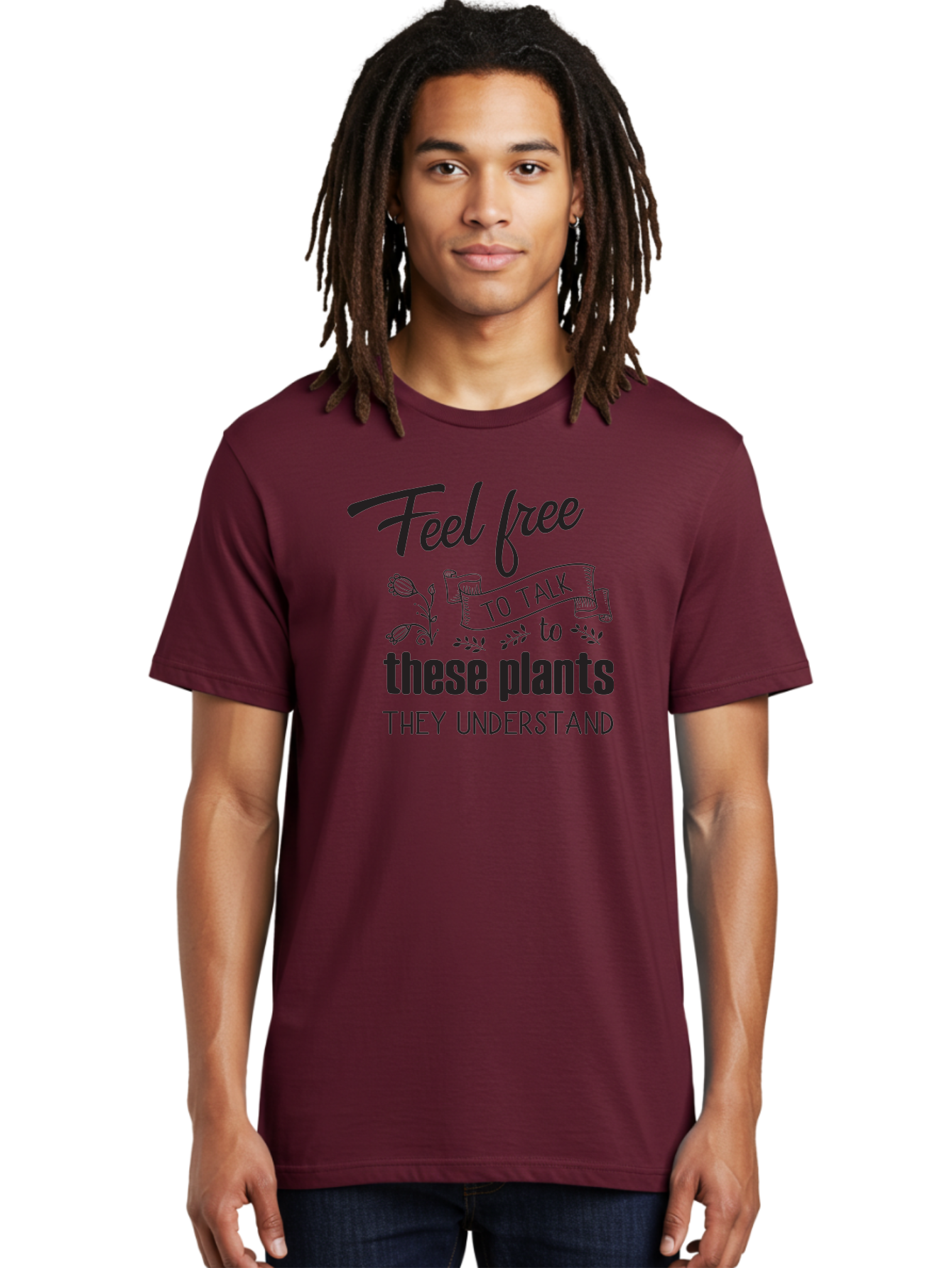 Feel-Free-To-Talk-To-These-Plants Men'S Graphic Tee, 100% Cotton, Comfortable Casual Summer Wear, Machine Washable, Feel Free To Talk To Plants, Plant Love, Plant Care, Gardening Tips, Plant Quotes, Nature Lovers, Green Thumb, Houseplants, Aac713
