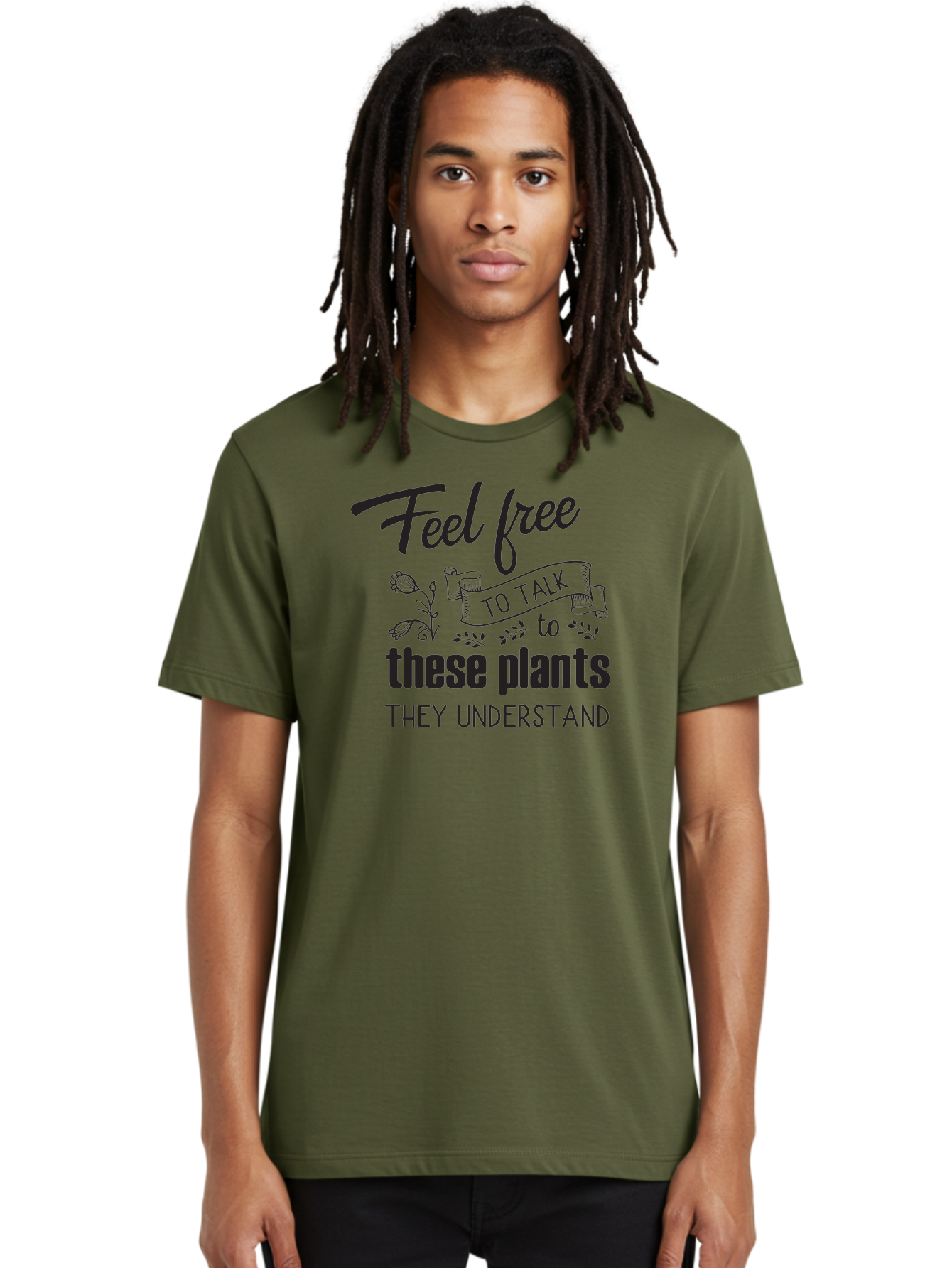 Feel-Free-To-Talk-To-These-Plants Men'S Graphic Tee, 100% Cotton, Comfortable Casual Summer Wear, Machine Washable, Feel Free To Talk To Plants, Plant Love, Plant Care, Gardening Tips, Plant Quotes, Nature Lovers, Green Thumb, Houseplants, Aac713
