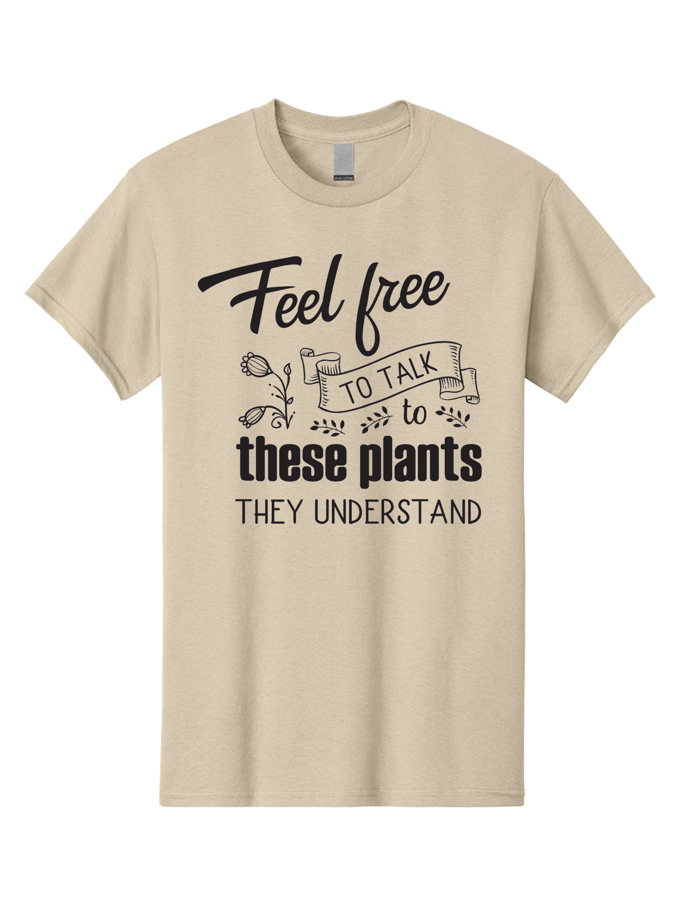 Feel-Free-To-Talk-To-These-Plants Men'S Graphic Tee, 100% Cotton, Comfortable Casual Summer Wear, Machine Washable, Feel Free To Talk To Plants, Plant Love, Plant Care, Gardening Tips, Plant Quotes, Nature Lovers, Green Thumb, Houseplants, Aac713