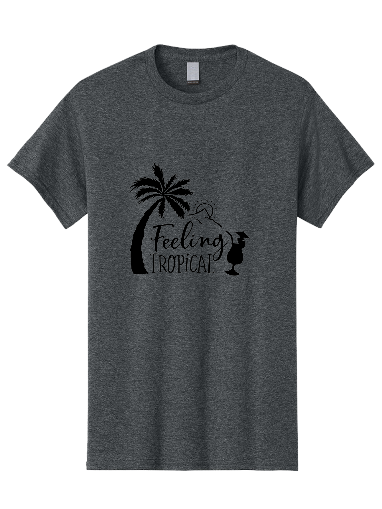 Feeling-Tropical Men'S Graphic Tee, 100% Cotton, Comfortable Casual Summer Wear, Machine Washable, Tropical Getaway, Palm Tree, Cocktail, Summer Vibes, Vacation Mode, Sun, Fun, Relaxation, Beach Life, Tropical Drinks Aac714