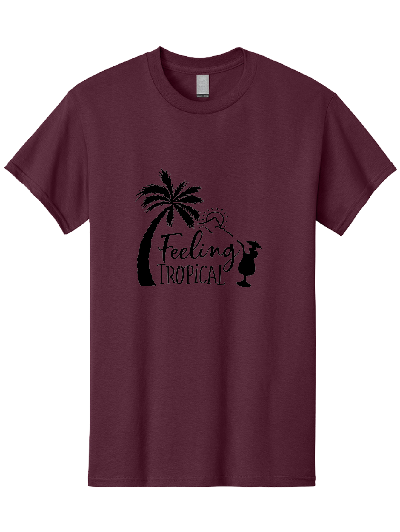 Feeling-Tropical Men'S Graphic Tee, 100% Cotton, Comfortable Casual Summer Wear, Machine Washable, Tropical Getaway, Palm Tree, Cocktail, Summer Vibes, Vacation Mode, Sun, Fun, Relaxation, Beach Life, Tropical Drinks Aac714