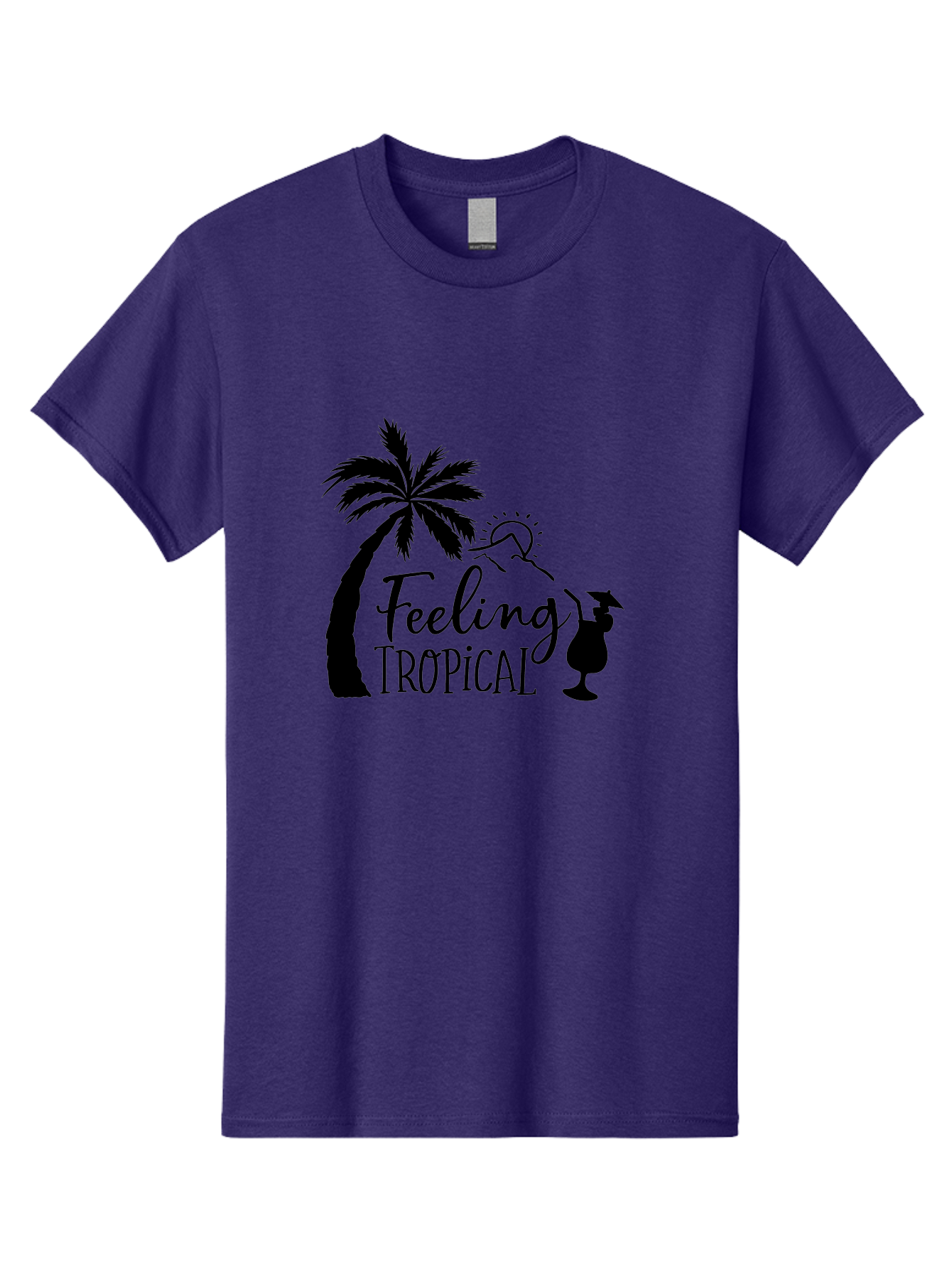 Feeling-Tropical Men'S Graphic Tee, 100% Cotton, Comfortable Casual Summer Wear, Machine Washable, Tropical Getaway, Palm Tree, Cocktail, Summer Vibes, Vacation Mode, Sun, Fun, Relaxation, Beach Life, Tropical Drinks Aac714