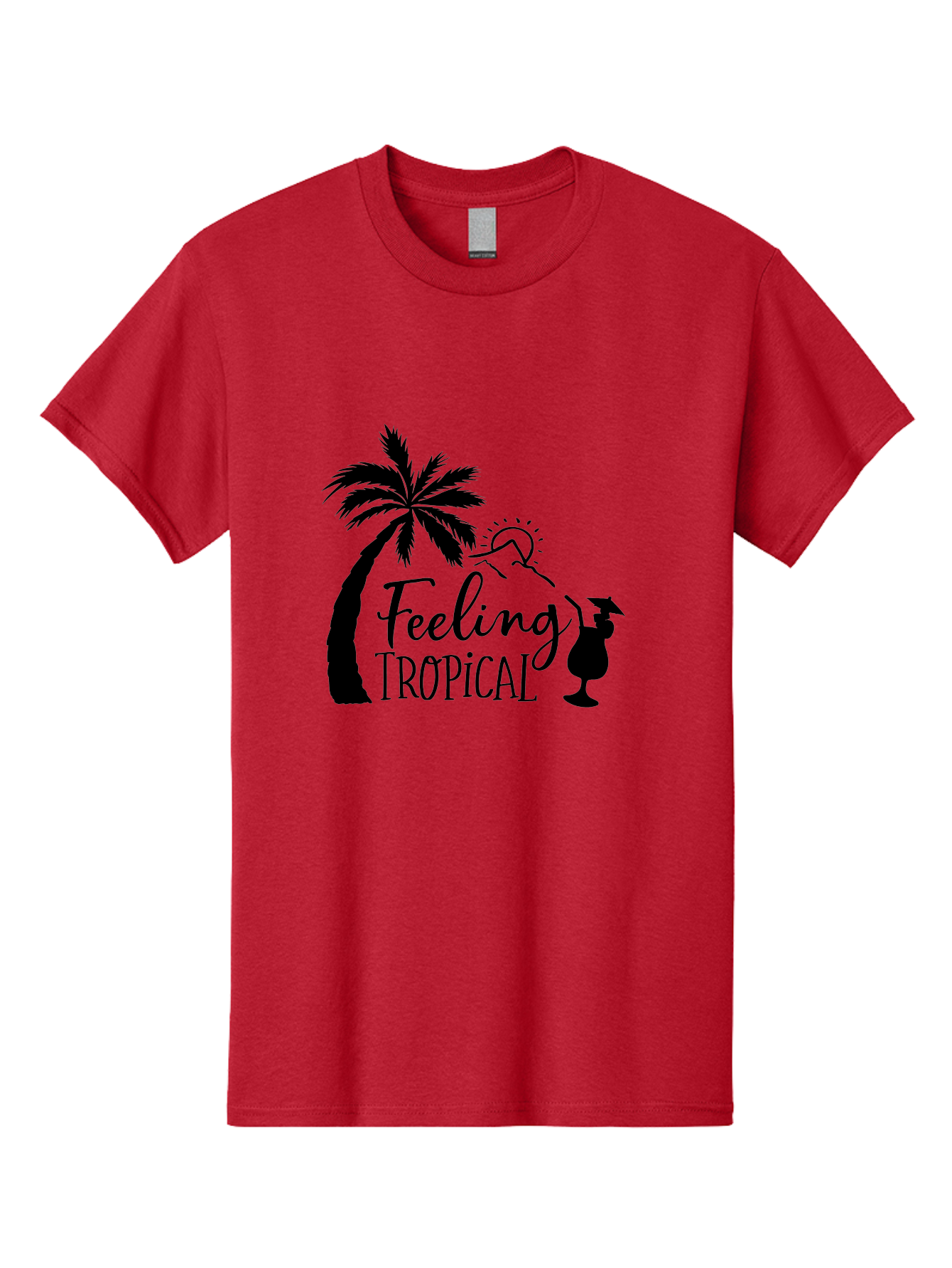 Feeling-Tropical Men'S Graphic Tee, 100% Cotton, Comfortable Casual Summer Wear, Machine Washable, Tropical Getaway, Palm Tree, Cocktail, Summer Vibes, Vacation Mode, Sun, Fun, Relaxation, Beach Life, Tropical Drinks Aac714