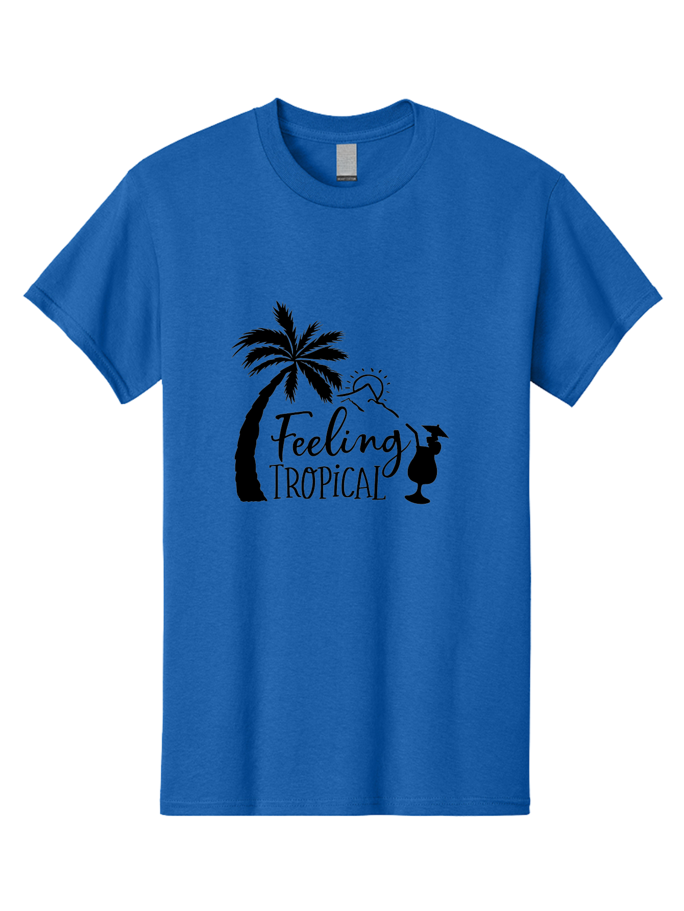 Feeling-Tropical Men'S Graphic Tee, 100% Cotton, Comfortable Casual Summer Wear, Machine Washable, Tropical Getaway, Palm Tree, Cocktail, Summer Vibes, Vacation Mode, Sun, Fun, Relaxation, Beach Life, Tropical Drinks Aac714