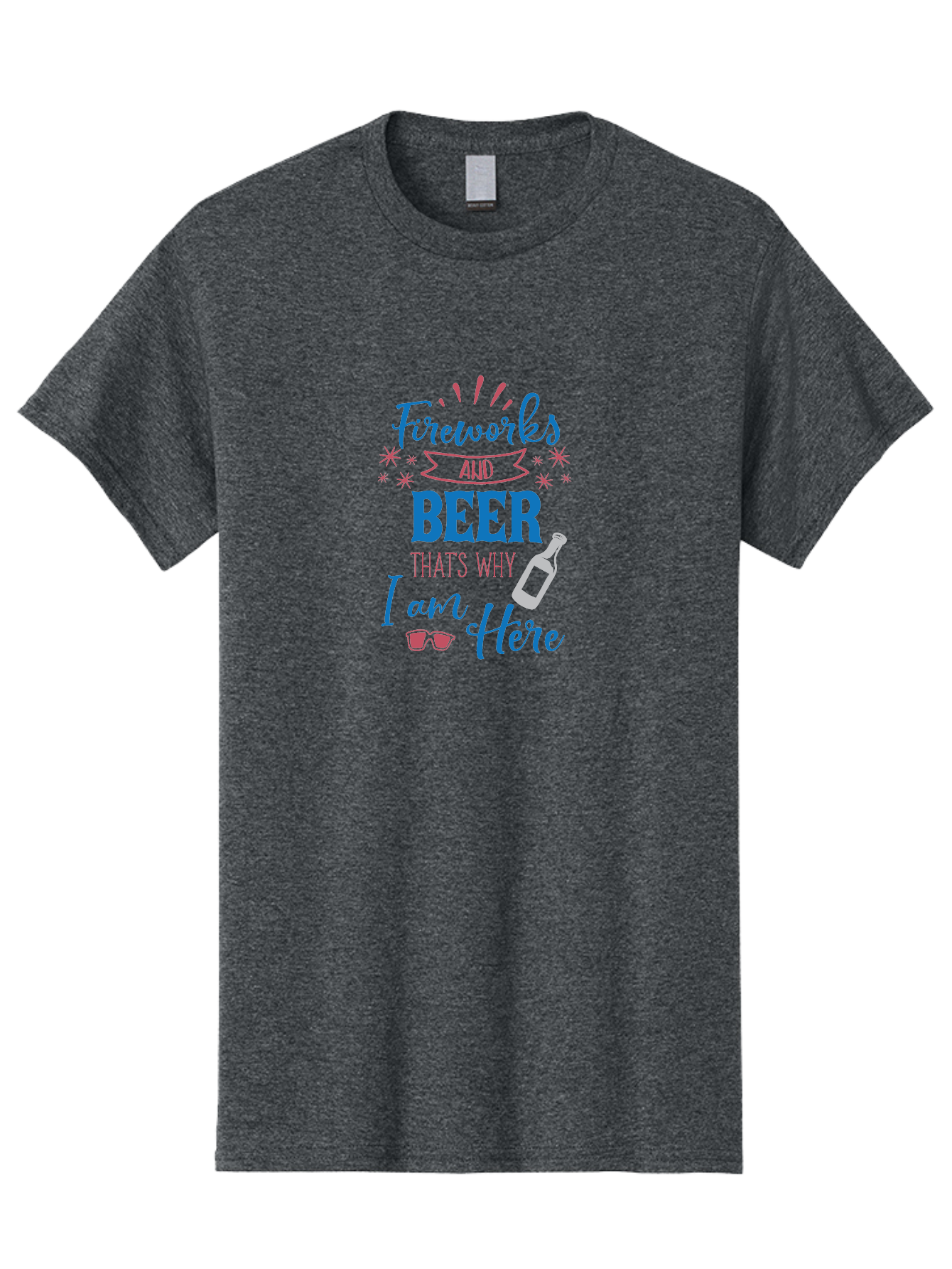 Fireworks-And-Beer Men'S Graphic Tee, 100% Cotton, Comfortable Casual Summer Wear, Machine Washable, Beer And Fireworks, Festive Party Vibes, Drinking With Friends, Celebration Mode, 4Th Of July, Summer Fun, Party Atmosphere, Beer Lover Aac716