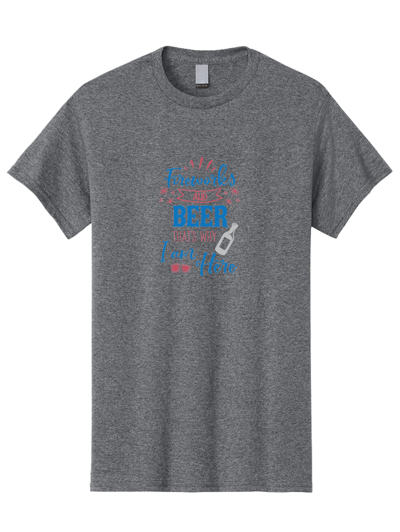 Fireworks-And-Beer Men'S Graphic Tee, 100% Cotton, Comfortable Casual Summer Wear, Machine Washable, Beer And Fireworks, Festive Party Vibes, Drinking With Friends, Celebration Mode, 4Th Of July, Summer Fun, Party Atmosphere, Beer Lover Aac716
