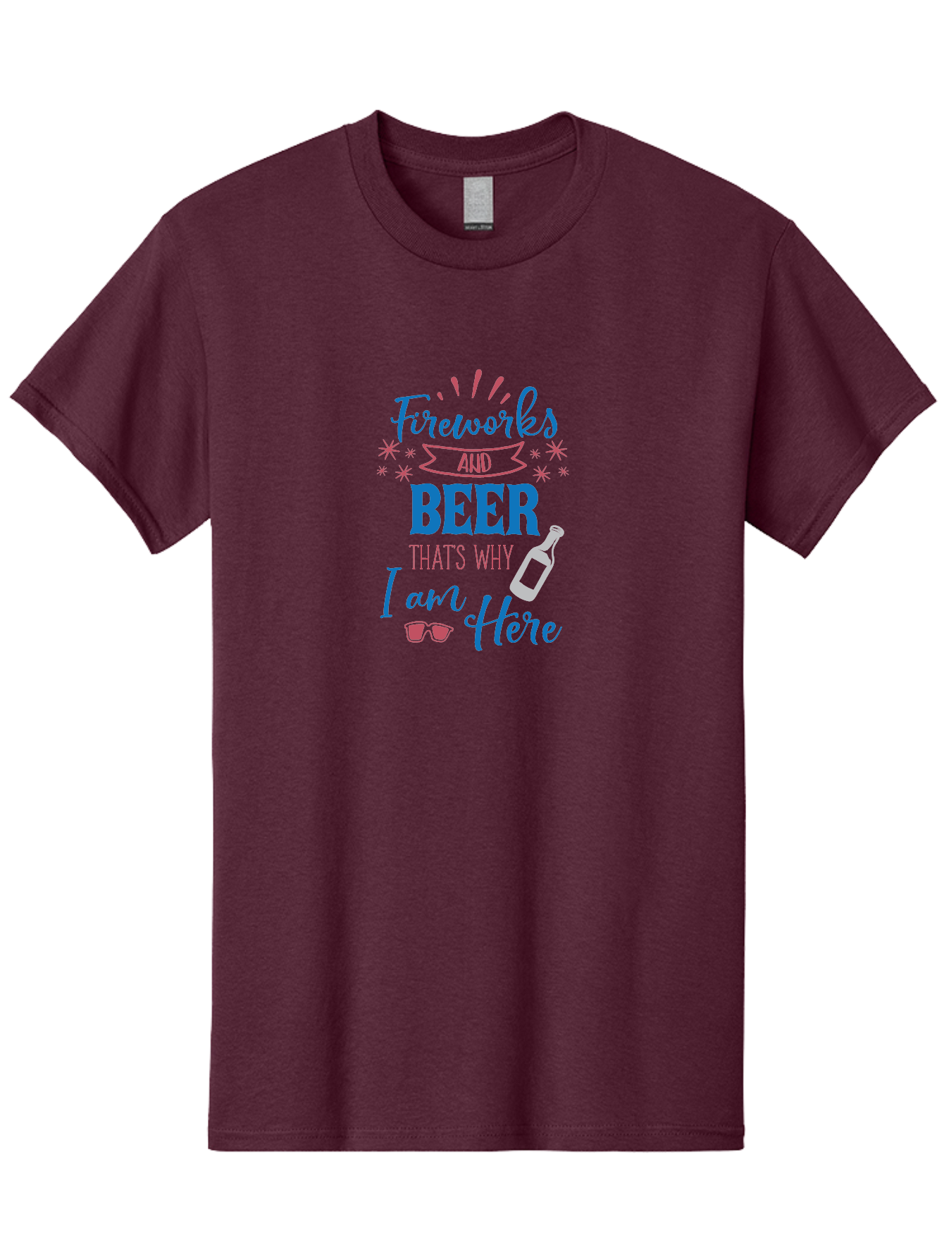 Fireworks-And-Beer Men'S Graphic Tee, 100% Cotton, Comfortable Casual Summer Wear, Machine Washable, Beer And Fireworks, Festive Party Vibes, Drinking With Friends, Celebration Mode, 4Th Of July, Summer Fun, Party Atmosphere, Beer Lover Aac716