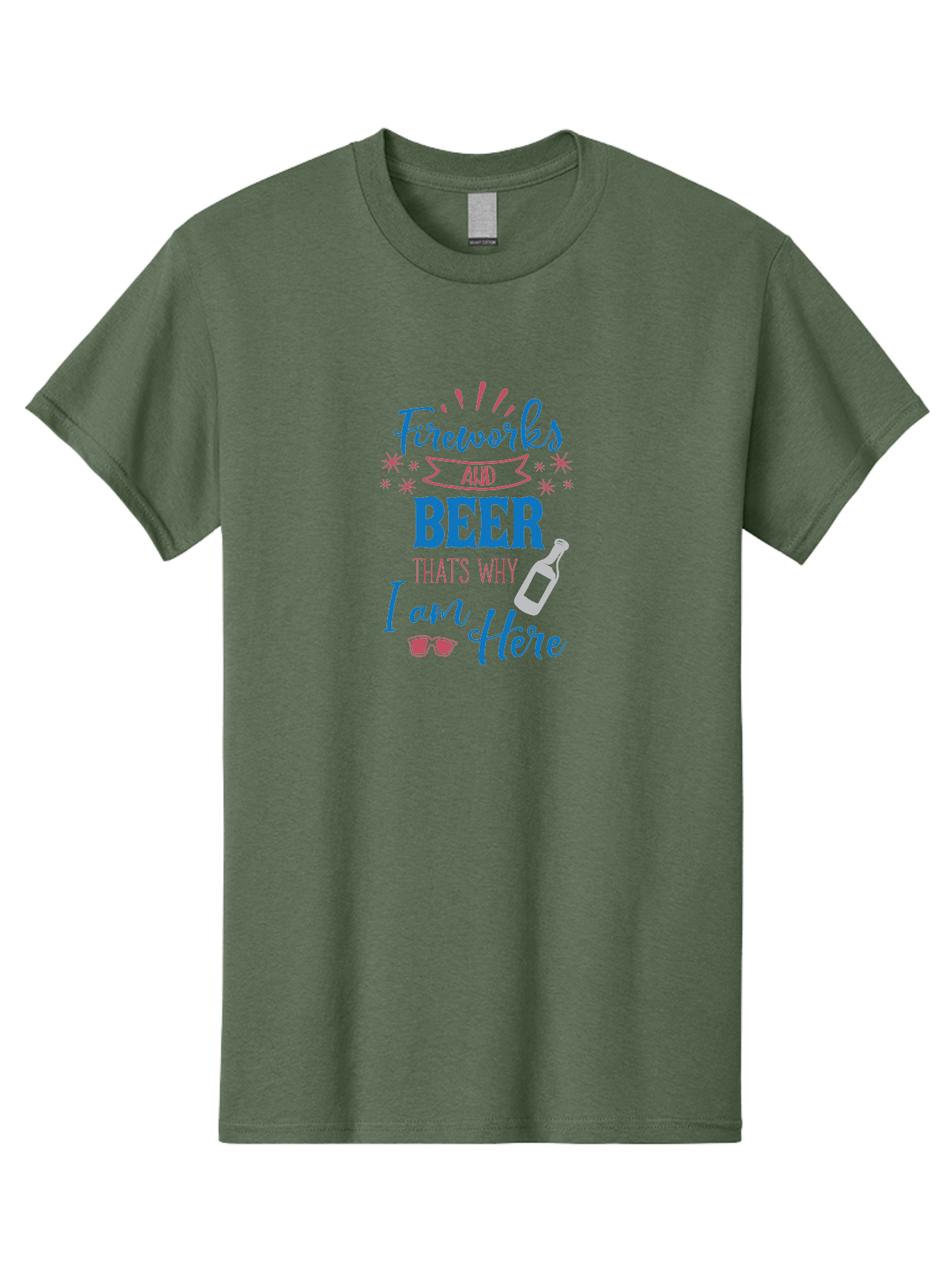Fireworks-And-Beer Men'S Graphic Tee, 100% Cotton, Comfortable Casual Summer Wear, Machine Washable, Beer And Fireworks, Festive Party Vibes, Drinking With Friends, Celebration Mode, 4Th Of July, Summer Fun, Party Atmosphere, Beer Lover Aac716