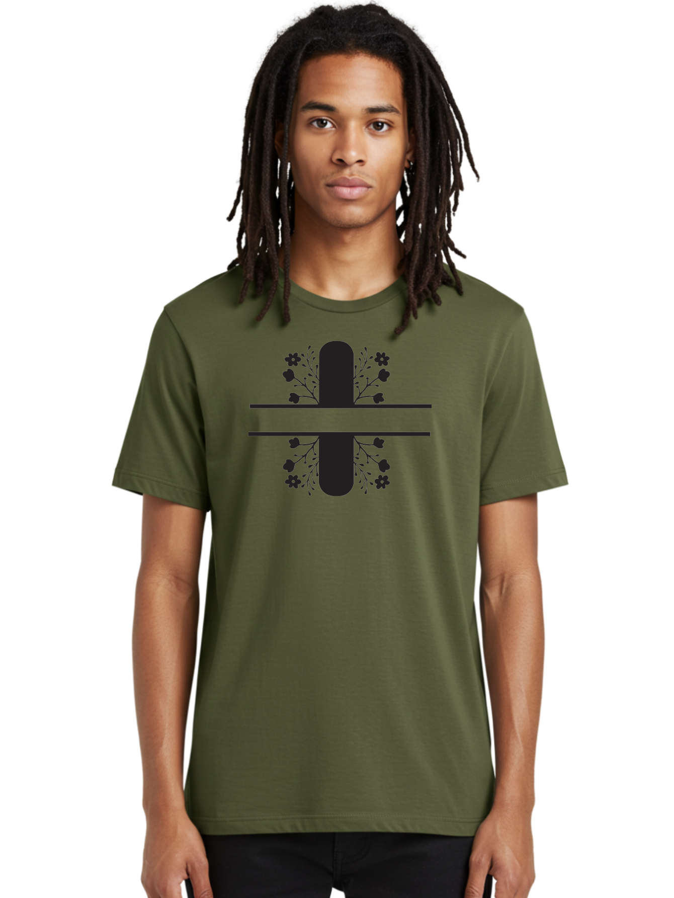 Fleur-De-Lis Men'S Graphic Tee, 100% Cotton, Comfortable Casual Summer Wear, Machine Washable, Addition Symbol, Plus Sign, Black Silhouette, Floral Design, Flowers And Leaves, Geometric Pattern, Simple Icon Aac718