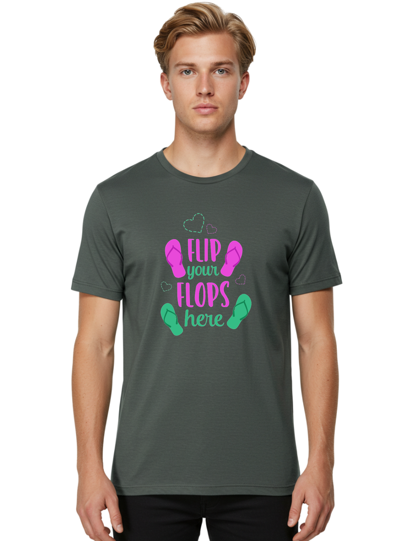 Flip-Flops Men'S Graphic Tee, 100% Cotton, Comfortable Casual Summer Wear, Machine Washable, Flip Flops, Summer Vibes, Beachwear, Tropical Style, Fashion Accessories, Playful Design, Casual Footwear, Vacation Mode, Fun Graphics Aac719