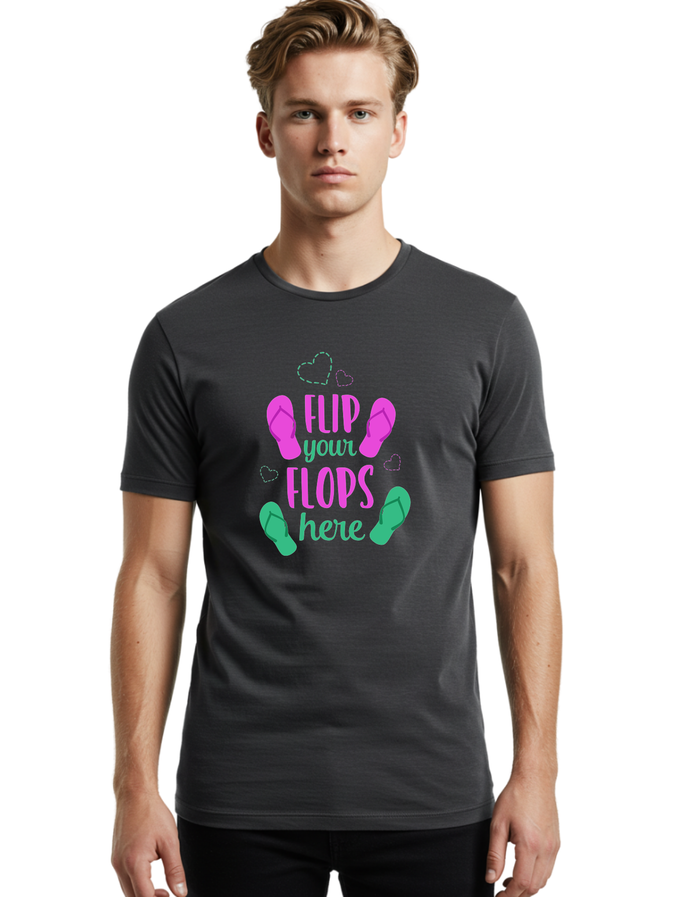 Flip-Flops Men'S Graphic Tee, 100% Cotton, Comfortable Casual Summer Wear, Machine Washable, Flip Flops, Summer Vibes, Beachwear, Tropical Style, Fashion Accessories, Playful Design, Casual Footwear, Vacation Mode, Fun Graphics Aac719