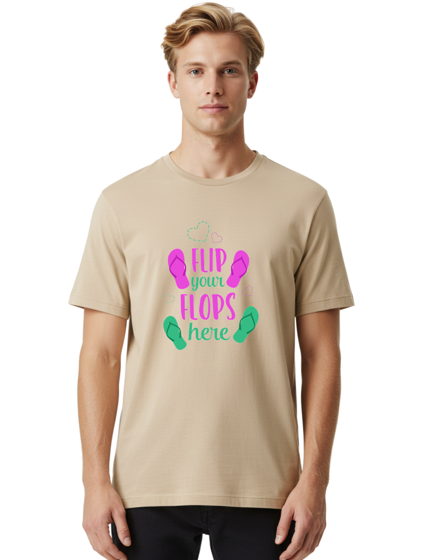 Flip-Flops Men'S Graphic Tee, 100% Cotton, Comfortable Casual Summer Wear, Machine Washable, Flip Flops, Summer Vibes, Beachwear, Tropical Style, Fashion Accessories, Playful Design, Casual Footwear, Vacation Mode, Fun Graphics Aac719