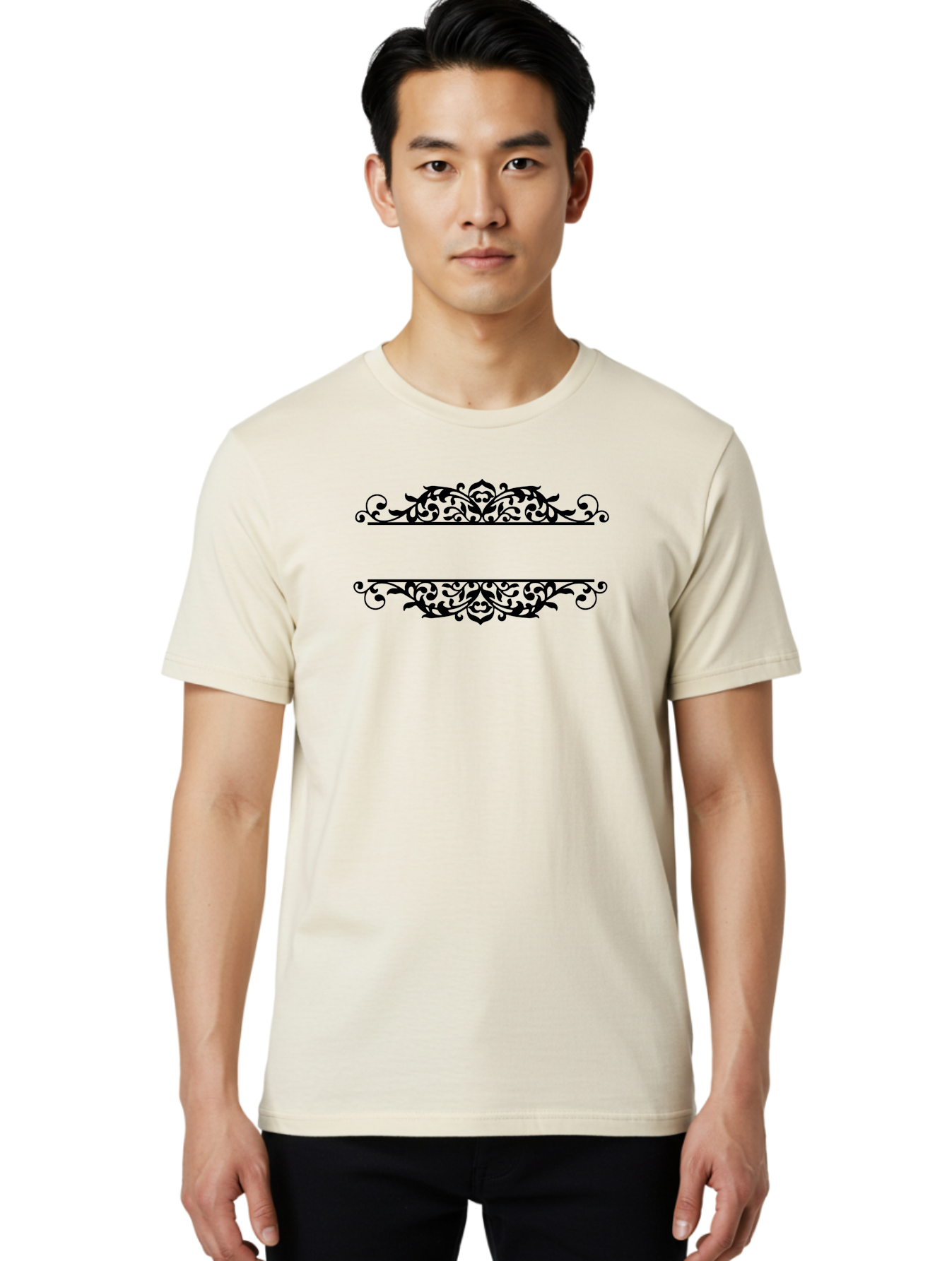 Floral-Deco Men'S Graphic Tee, 100% Cotton, Comfortable Casual Summer Wear, Machine Washable, Floral Dividers, Ornate Designs, Decorative Elements, Symmetrical Patterns, Vintage-Inspired, Elegant Designs, Luxury Feel, Sophisticated Decor Aac720