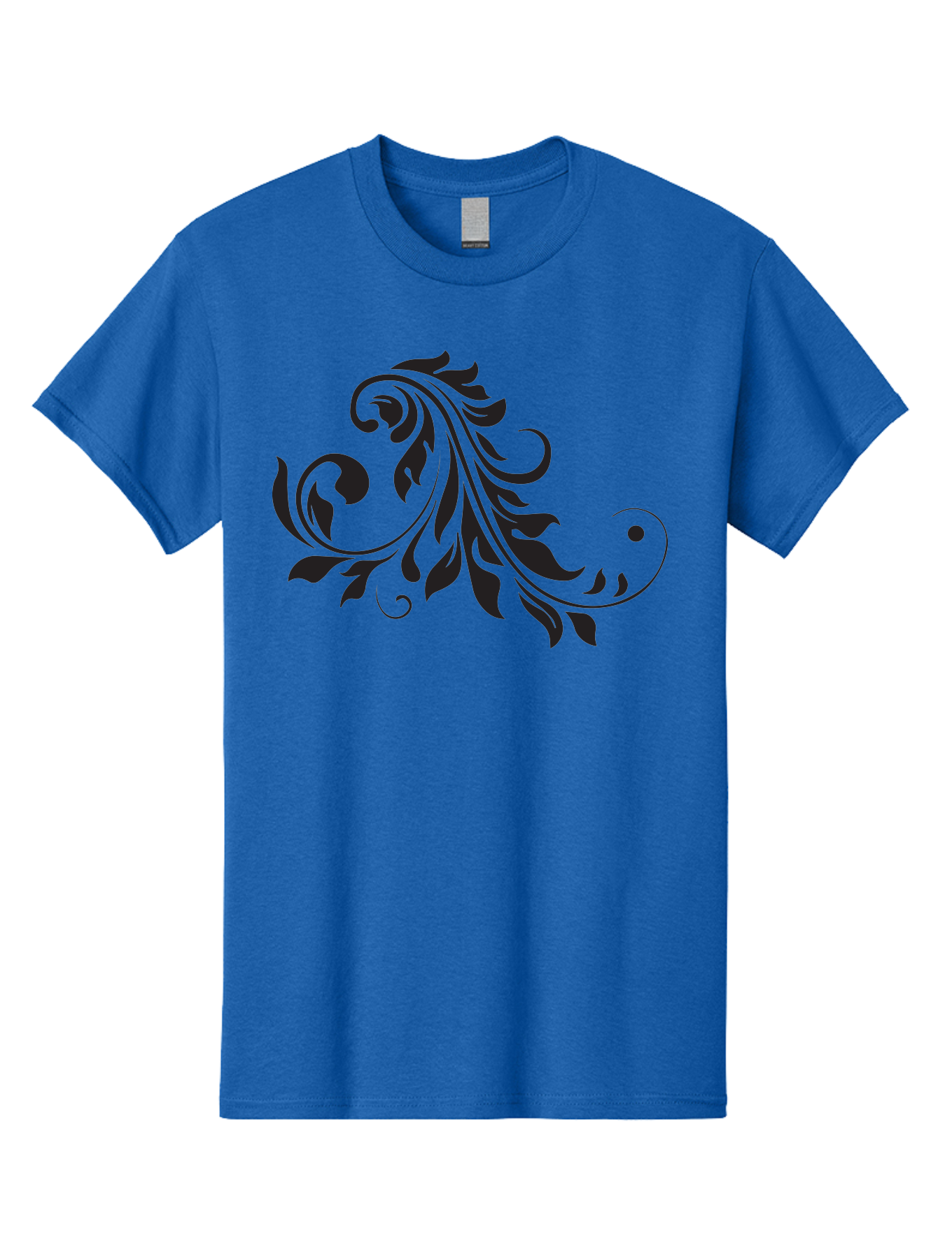 Floral-Design-1 Men'S Graphic Tee, 100% Cotton, Comfortable Casual Summer Wear, Machine Washable, Floral Design, Leafy Pattern, Curved Shapes, Decorative Art, Swirling Leaves, Elegant Design, Intricate Pattern, Black Silhouette Aac721