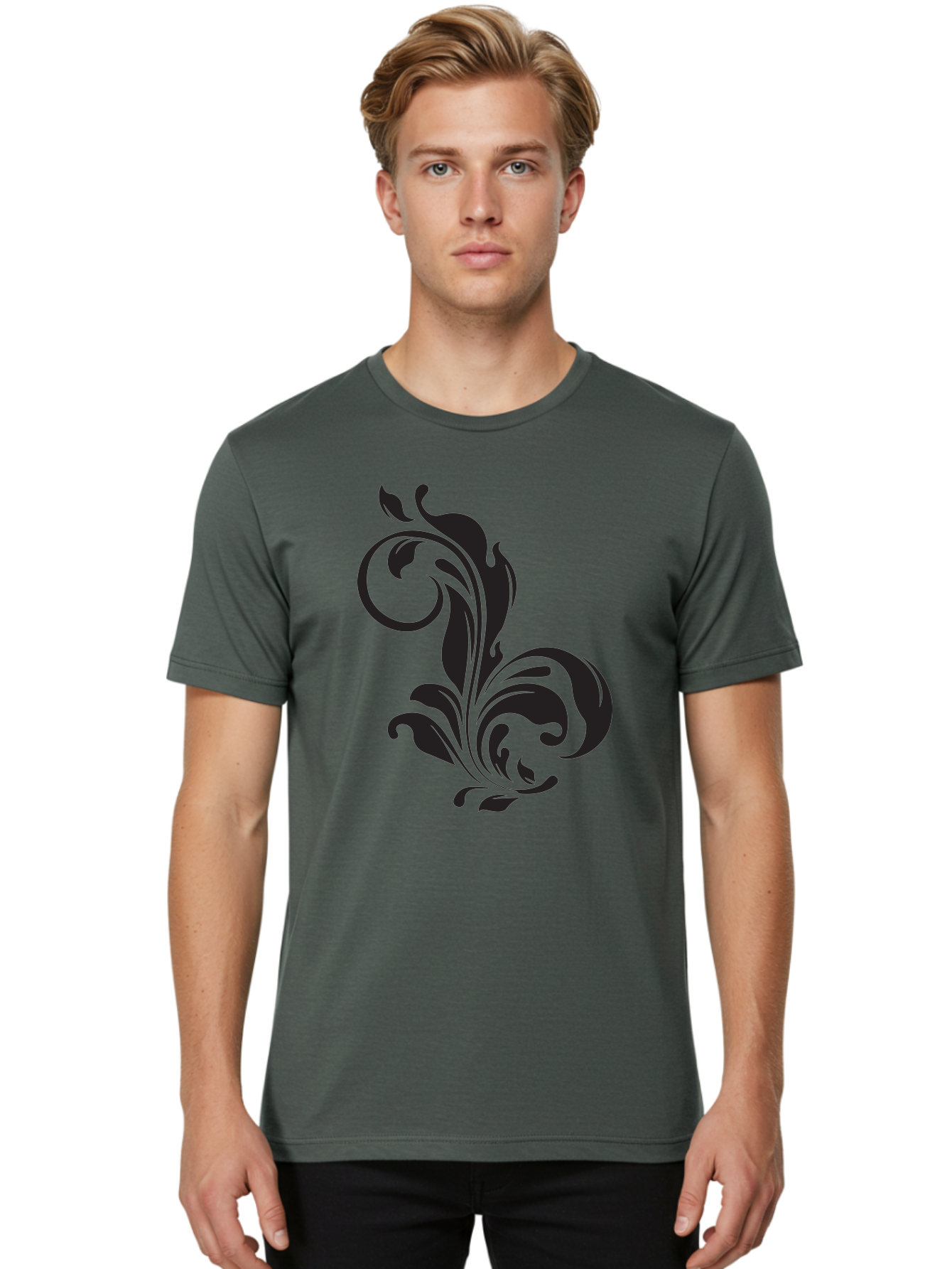 Floral-Design-3 Men'S Graphic Tee, 100% Cotton, Comfortable Casual Summer Wear, Machine Washable, Floral Motif, Decorative Element, Luxury Design, Abstract Art, Elegant Pattern, Ornate Style, Classic Symbol Aac723