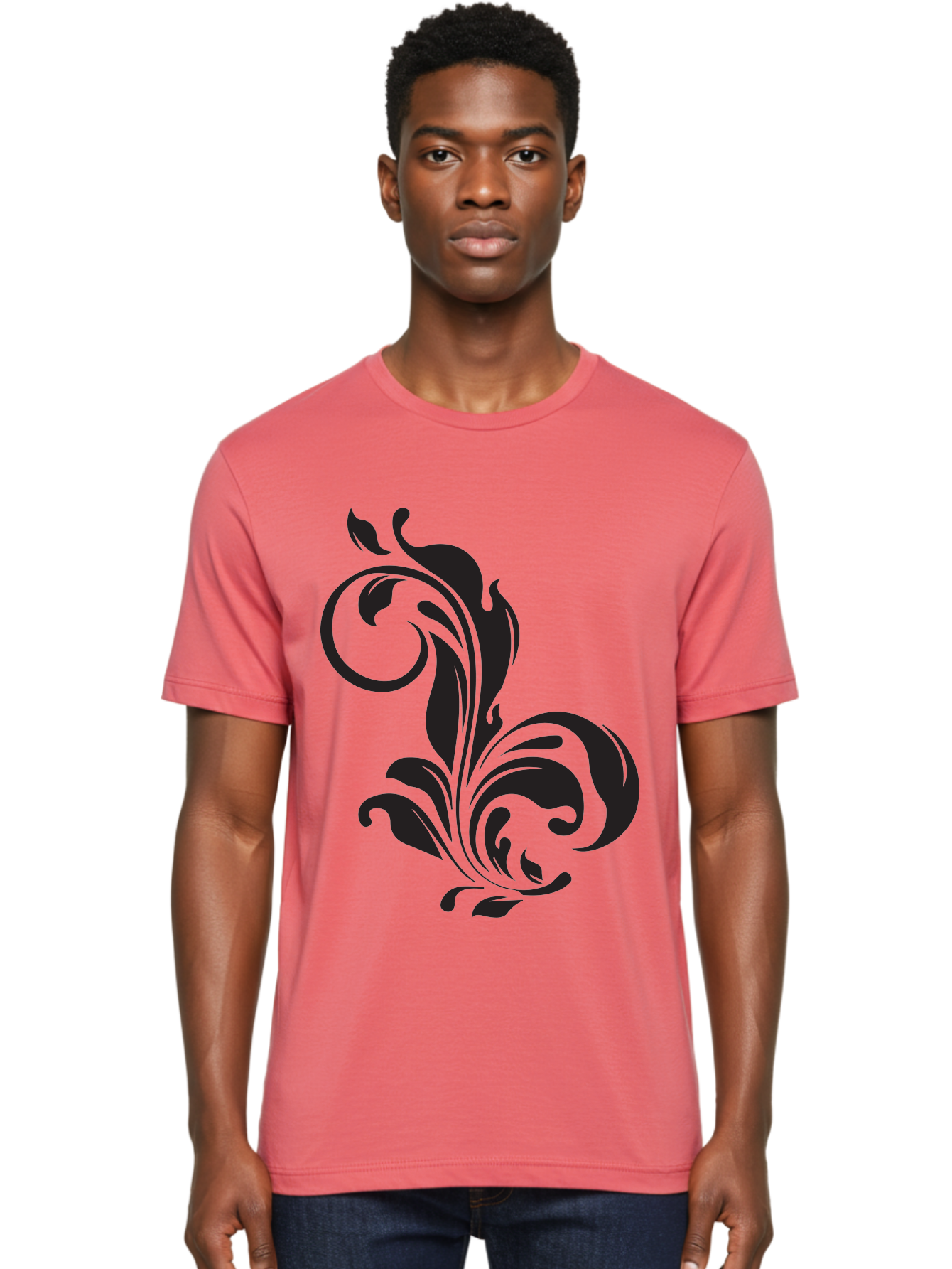 Floral-Design-3 Men'S Graphic Tee, 100% Cotton, Comfortable Casual Summer Wear, Machine Washable, Floral Motif, Decorative Element, Luxury Design, Abstract Art, Elegant Pattern, Ornate Style, Classic Symbol Aac723
