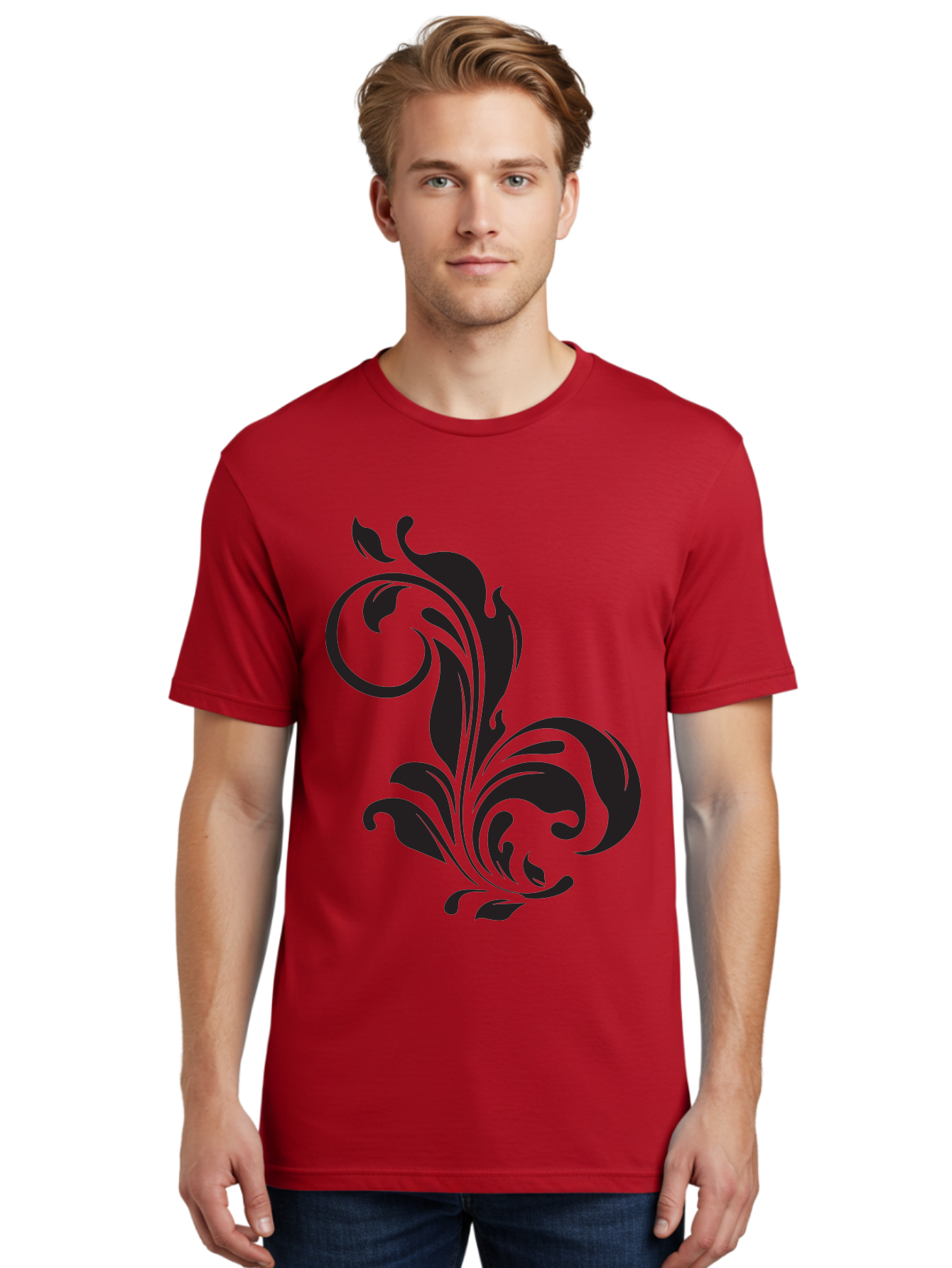 Floral-Design-3 Men'S Graphic Tee, 100% Cotton, Comfortable Casual Summer Wear, Machine Washable, Floral Motif, Decorative Element, Luxury Design, Abstract Art, Elegant Pattern, Ornate Style, Classic Symbol Aac723