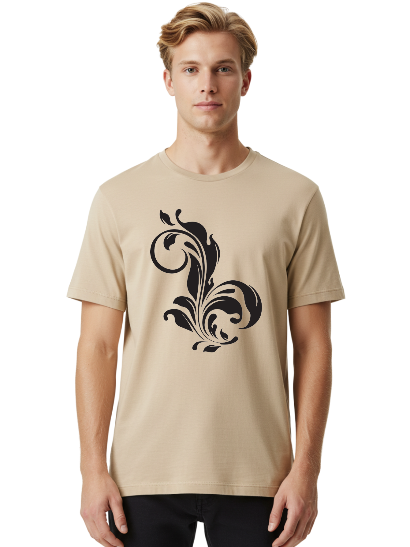 Floral-Design-3 Men'S Graphic Tee, 100% Cotton, Comfortable Casual Summer Wear, Machine Washable, Floral Motif, Decorative Element, Luxury Design, Abstract Art, Elegant Pattern, Ornate Style, Classic Symbol Aac723