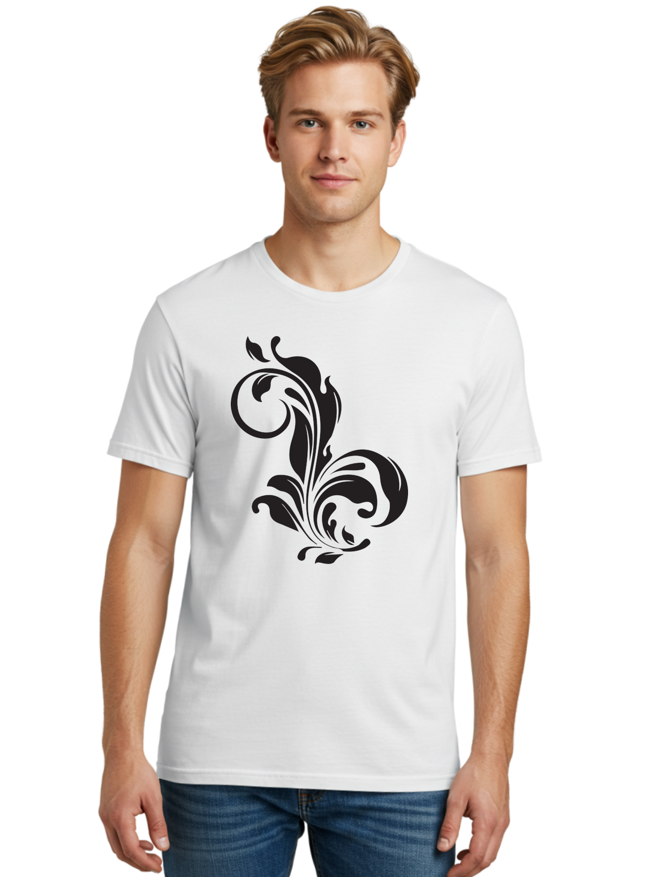 Floral-Design-3 Men'S Graphic Tee, 100% Cotton, Comfortable Casual Summer Wear, Machine Washable, Floral Motif, Decorative Element, Luxury Design, Abstract Art, Elegant Pattern, Ornate Style, Classic Symbol Aac723