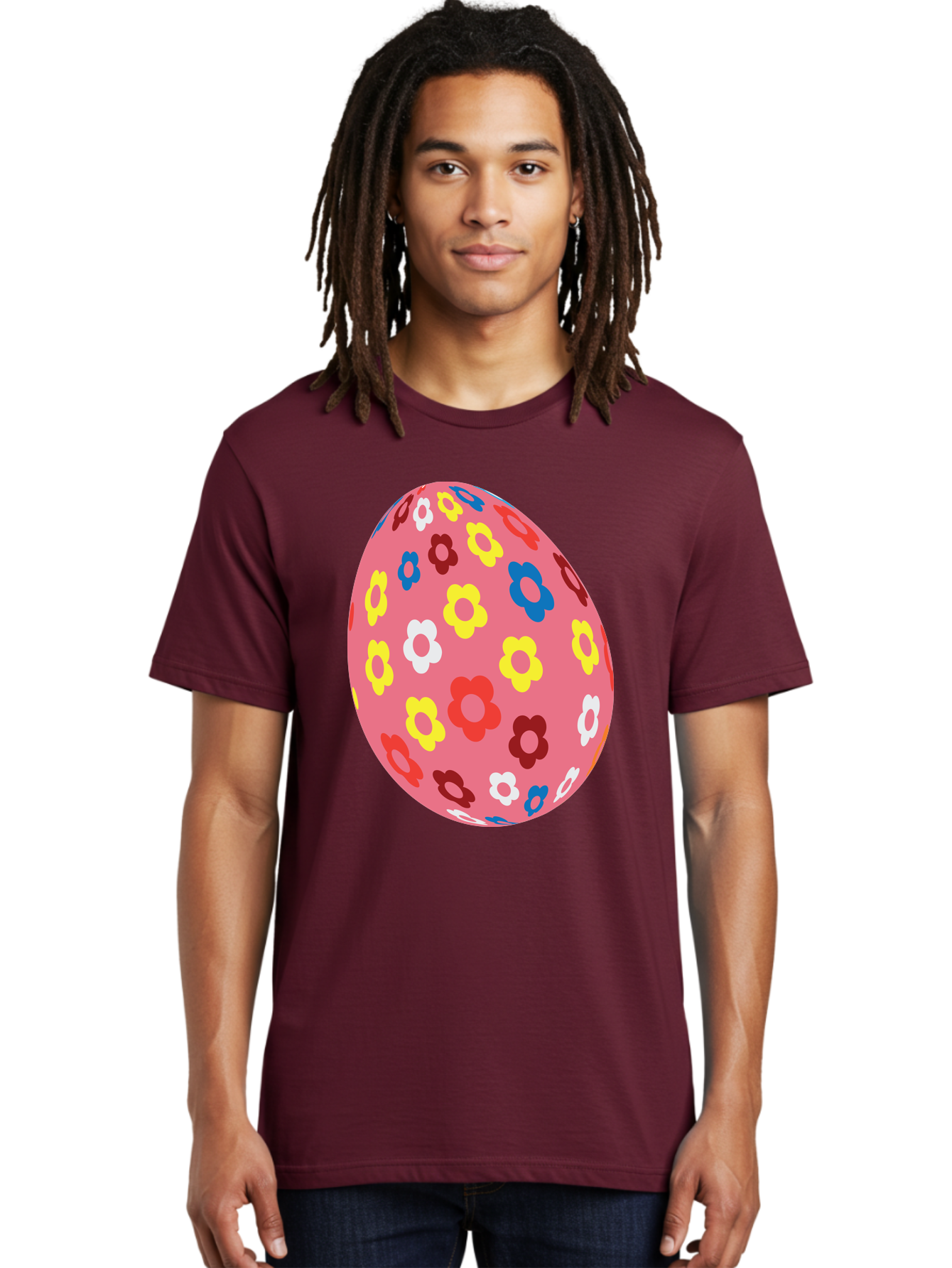 Floral-Easter-Egg-1 Men'S Graphic Tee, 100% Cotton, Comfortable Casual Summer Wear, Machine Washable, Pink Egg, Floral Pattern, Colorful Flowers, Easter Decoration, Spring Theme, Festive Design, Vibrant Colors, Easter Egg, Flower Pattern, Aac725