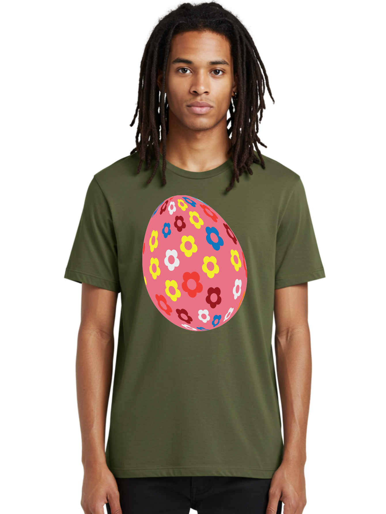 Floral-Easter-Egg-1 Men'S Graphic Tee, 100% Cotton, Comfortable Casual Summer Wear, Machine Washable, Pink Egg, Floral Pattern, Colorful Flowers, Easter Decoration, Spring Theme, Festive Design, Vibrant Colors, Easter Egg, Flower Pattern, Aac725