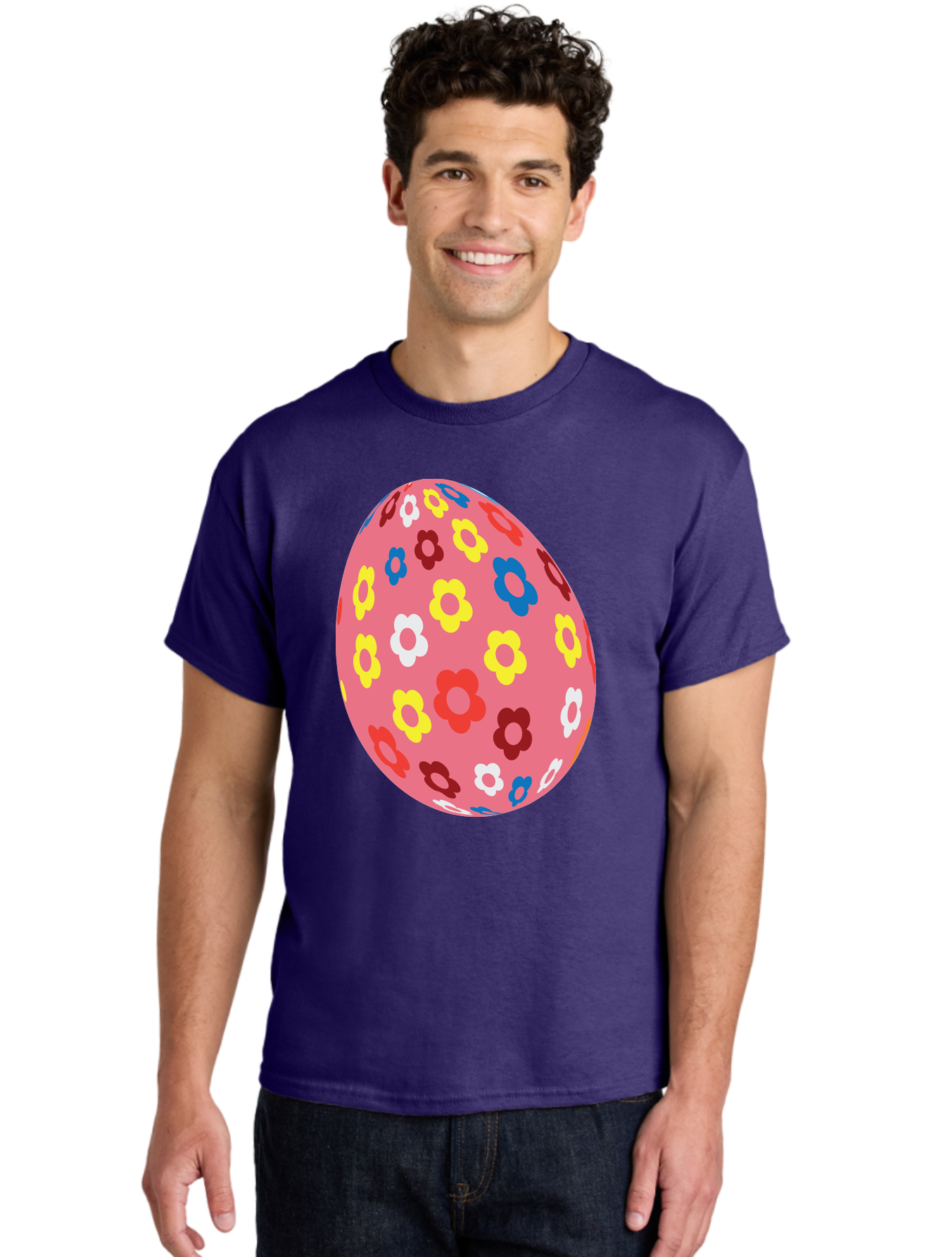 Floral-Easter-Egg-1 Men'S Graphic Tee, 100% Cotton, Comfortable Casual Summer Wear, Machine Washable, Pink Egg, Floral Pattern, Colorful Flowers, Easter Decoration, Spring Theme, Festive Design, Vibrant Colors, Easter Egg, Flower Pattern, Aac725