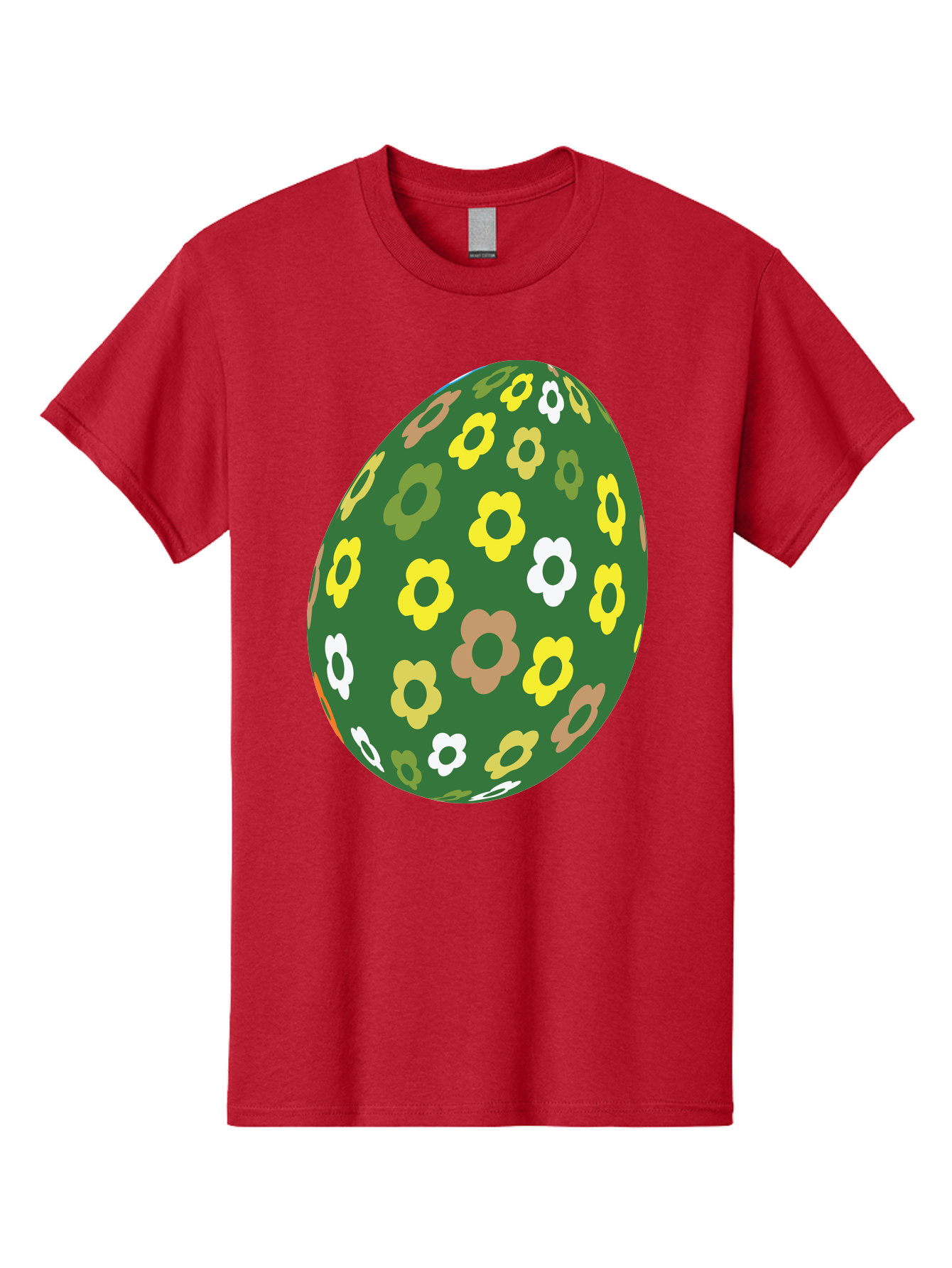 Floral-Easter-Egg-2 Men'S Graphic Tee, 100% Cotton, Comfortable Casual Summer Wear, Machine Washable, Easter Egg, Floral Pattern, Yellow Flowers, White Flowers, Green Egg, Easter Decoration, Spring Theme, Festive Design, Colorful Graphic, Aac726