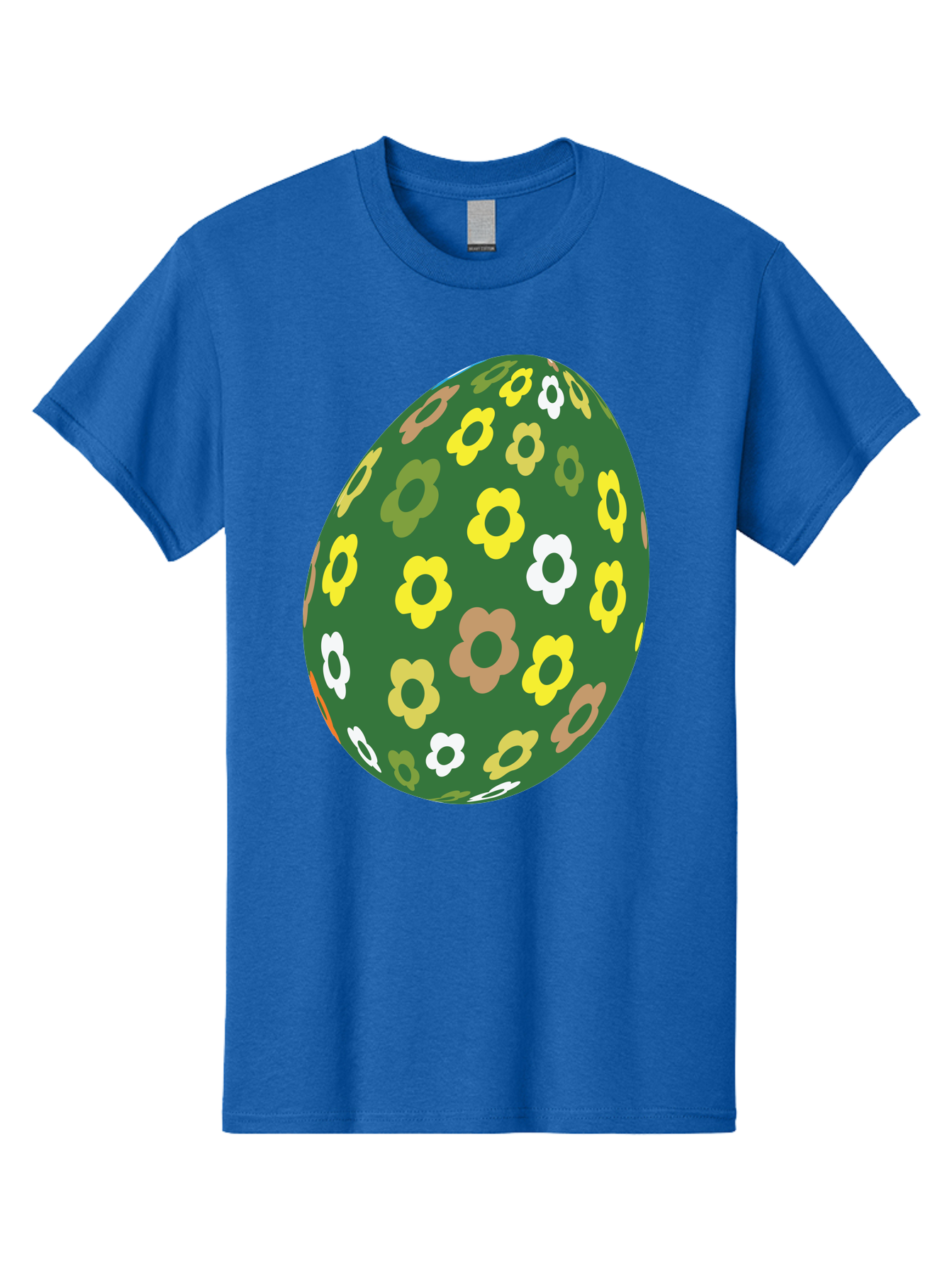 Floral-Easter-Egg-2 Men'S Graphic Tee, 100% Cotton, Comfortable Casual Summer Wear, Machine Washable, Easter Egg, Floral Pattern, Yellow Flowers, White Flowers, Green Egg, Easter Decoration, Spring Theme, Festive Design, Colorful Graphic, Aac726