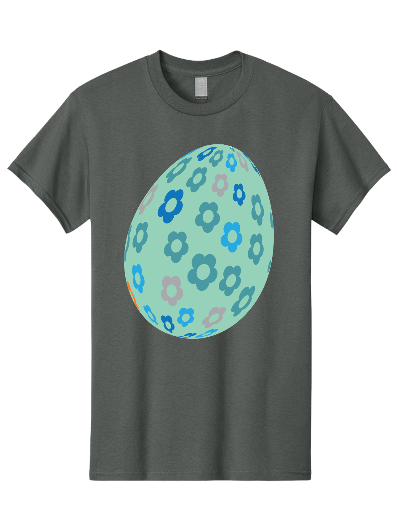 Floral-Easter-Egg-3 Men'S Graphic Tee, 100% Cotton, Comfortable Casual Summer Wear, Machine Washable, Blue Flowers, Pastel Colors, Floral Pattern, Easter Egg, Spring Theme, Decorative Design, Digital Illustration Aac727
