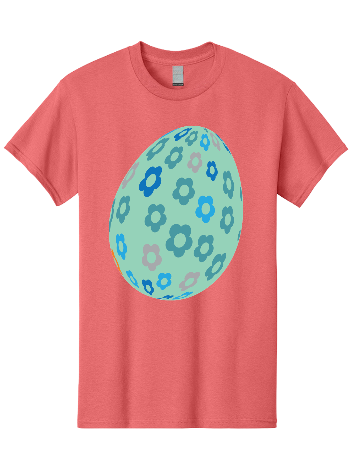 Floral-Easter-Egg-3 Men'S Graphic Tee, 100% Cotton, Comfortable Casual Summer Wear, Machine Washable, Blue Flowers, Pastel Colors, Floral Pattern, Easter Egg, Spring Theme, Decorative Design, Digital Illustration Aac727