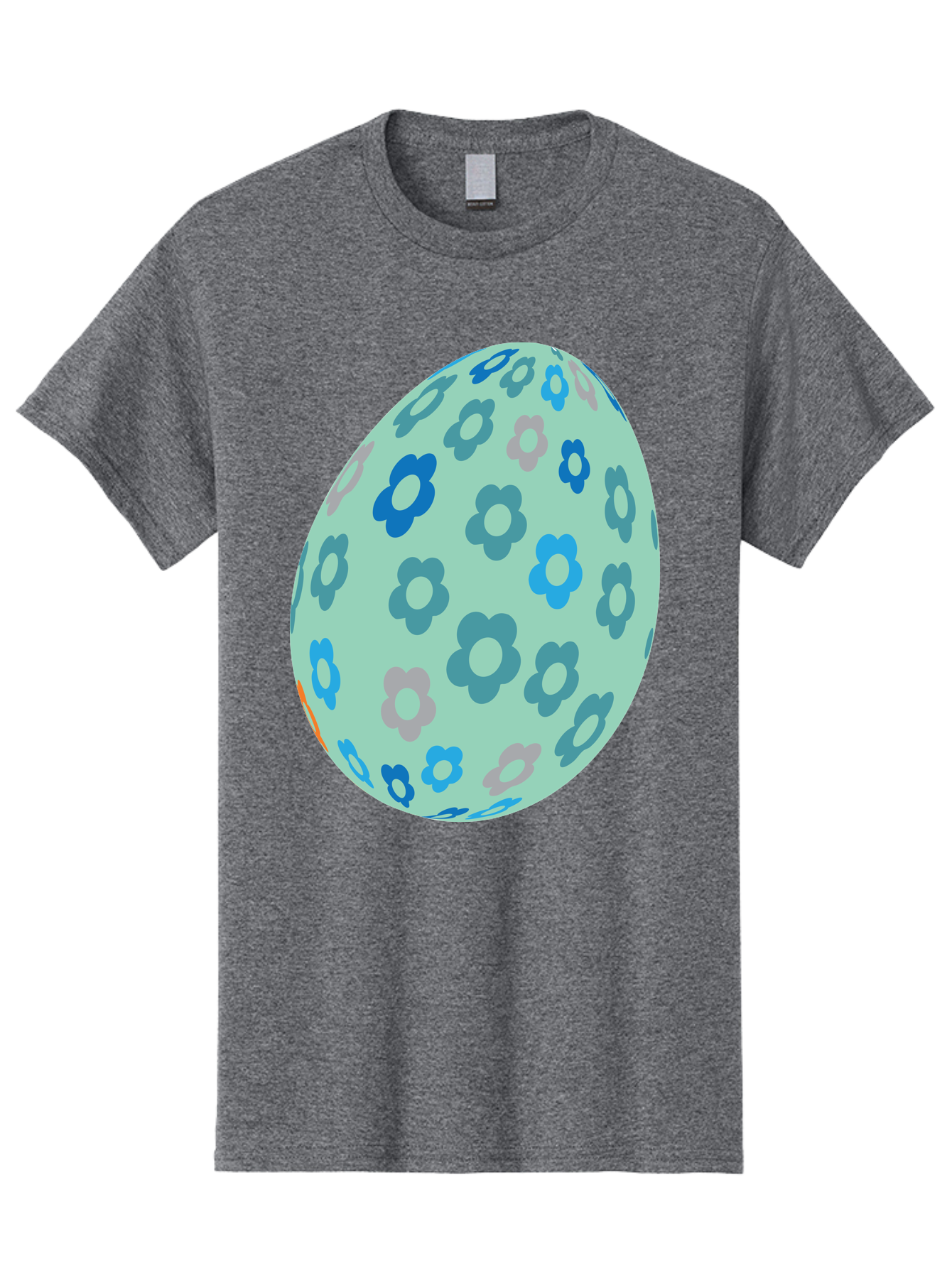 Floral-Easter-Egg-3 Men'S Graphic Tee, 100% Cotton, Comfortable Casual Summer Wear, Machine Washable, Blue Flowers, Pastel Colors, Floral Pattern, Easter Egg, Spring Theme, Decorative Design, Digital Illustration Aac727