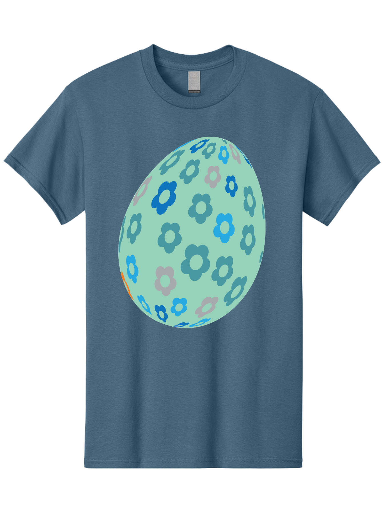 Floral-Easter-Egg-3 Men'S Graphic Tee, 100% Cotton, Comfortable Casual Summer Wear, Machine Washable, Blue Flowers, Pastel Colors, Floral Pattern, Easter Egg, Spring Theme, Decorative Design, Digital Illustration Aac727