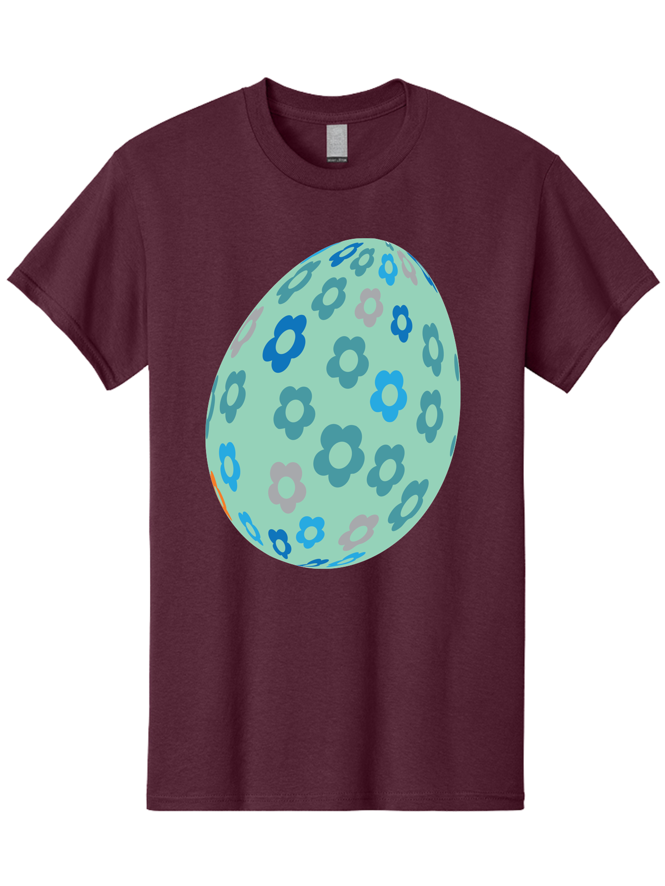 Floral-Easter-Egg-3 Men'S Graphic Tee, 100% Cotton, Comfortable Casual Summer Wear, Machine Washable, Blue Flowers, Pastel Colors, Floral Pattern, Easter Egg, Spring Theme, Decorative Design, Digital Illustration Aac727