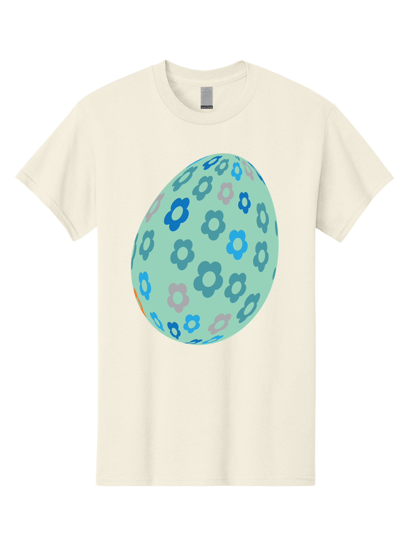 Floral-Easter-Egg-3 Men'S Graphic Tee, 100% Cotton, Comfortable Casual Summer Wear, Machine Washable, Blue Flowers, Pastel Colors, Floral Pattern, Easter Egg, Spring Theme, Decorative Design, Digital Illustration Aac727