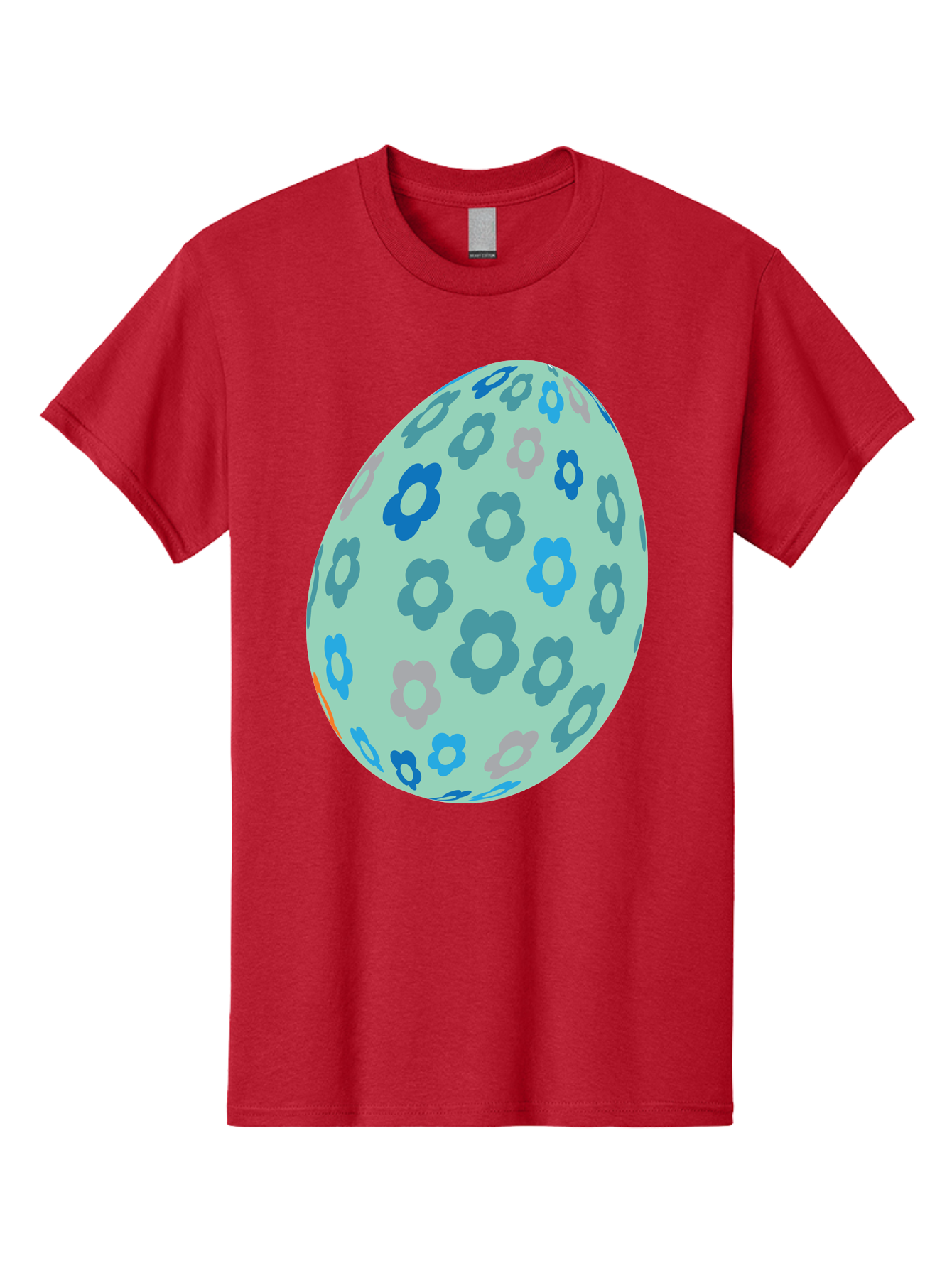 Floral-Easter-Egg-3 Men'S Graphic Tee, 100% Cotton, Comfortable Casual Summer Wear, Machine Washable, Blue Flowers, Pastel Colors, Floral Pattern, Easter Egg, Spring Theme, Decorative Design, Digital Illustration Aac727