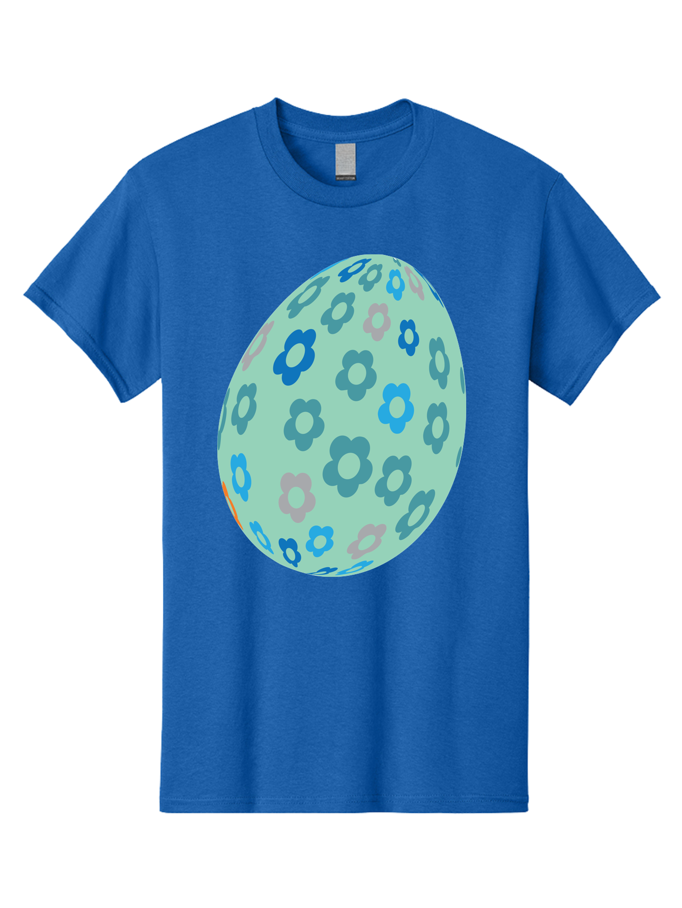 Floral-Easter-Egg-3 Men'S Graphic Tee, 100% Cotton, Comfortable Casual Summer Wear, Machine Washable, Blue Flowers, Pastel Colors, Floral Pattern, Easter Egg, Spring Theme, Decorative Design, Digital Illustration Aac727