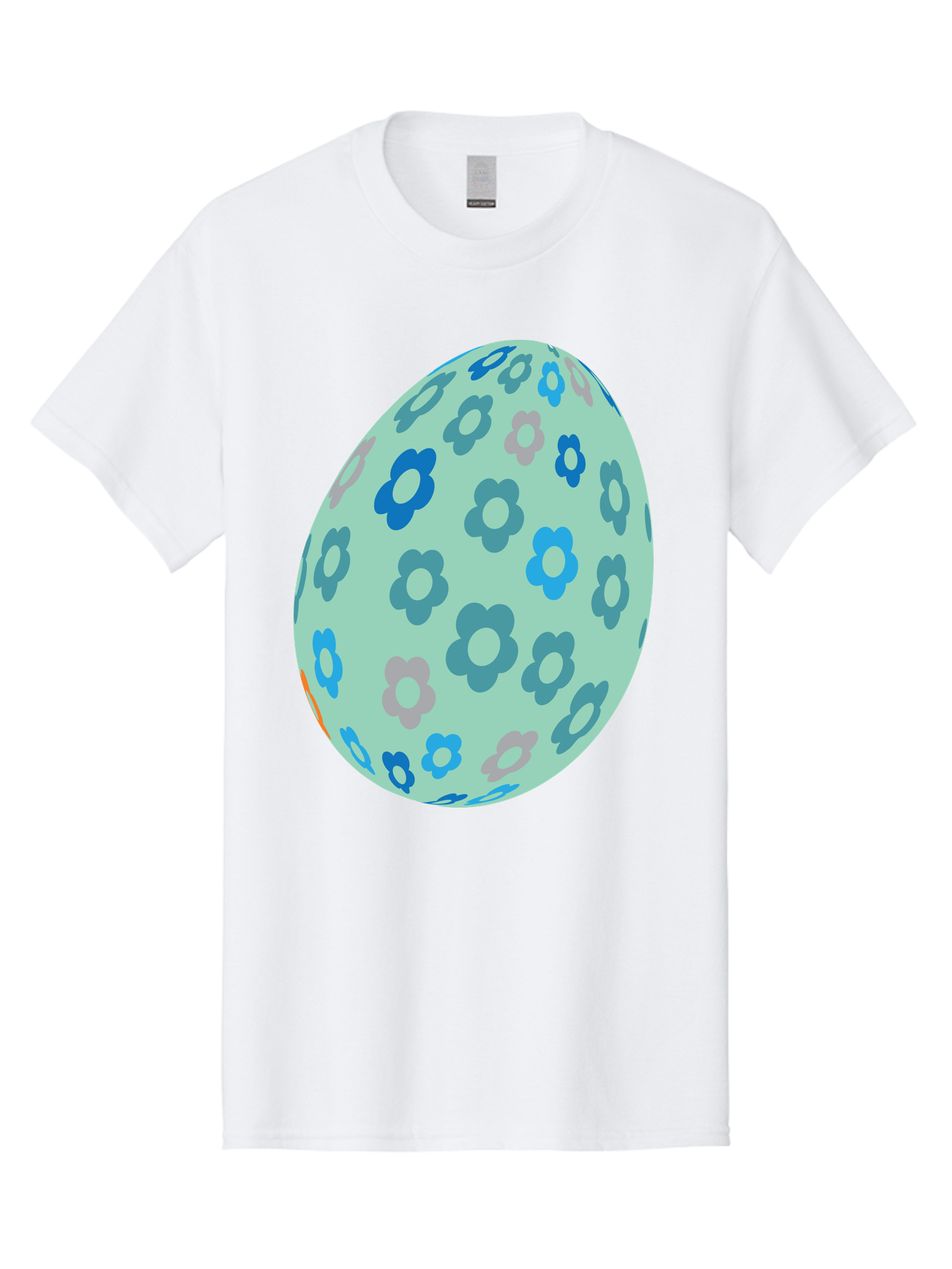 Floral-Easter-Egg-3 Men'S Graphic Tee, 100% Cotton, Comfortable Casual Summer Wear, Machine Washable, Blue Flowers, Pastel Colors, Floral Pattern, Easter Egg, Spring Theme, Decorative Design, Digital Illustration Aac727