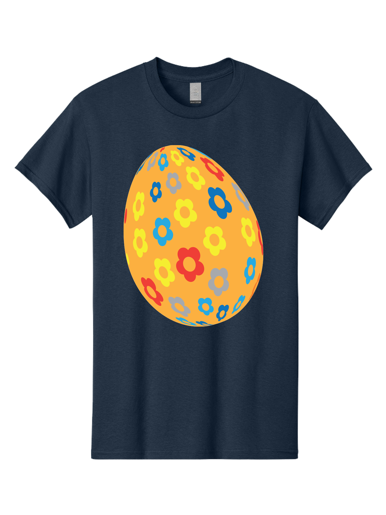 Floral-Easter-Egg Men'S Graphic Tee, 100% Cotton, Comfortable Casual Summer Wear, Machine Washable, Orange Easter Egg, Colorful Flowers, Decorative Pattern, Festive Design, Spring Theme, Vibrant Colors, Easter Decoration, Floral Motif Aac728