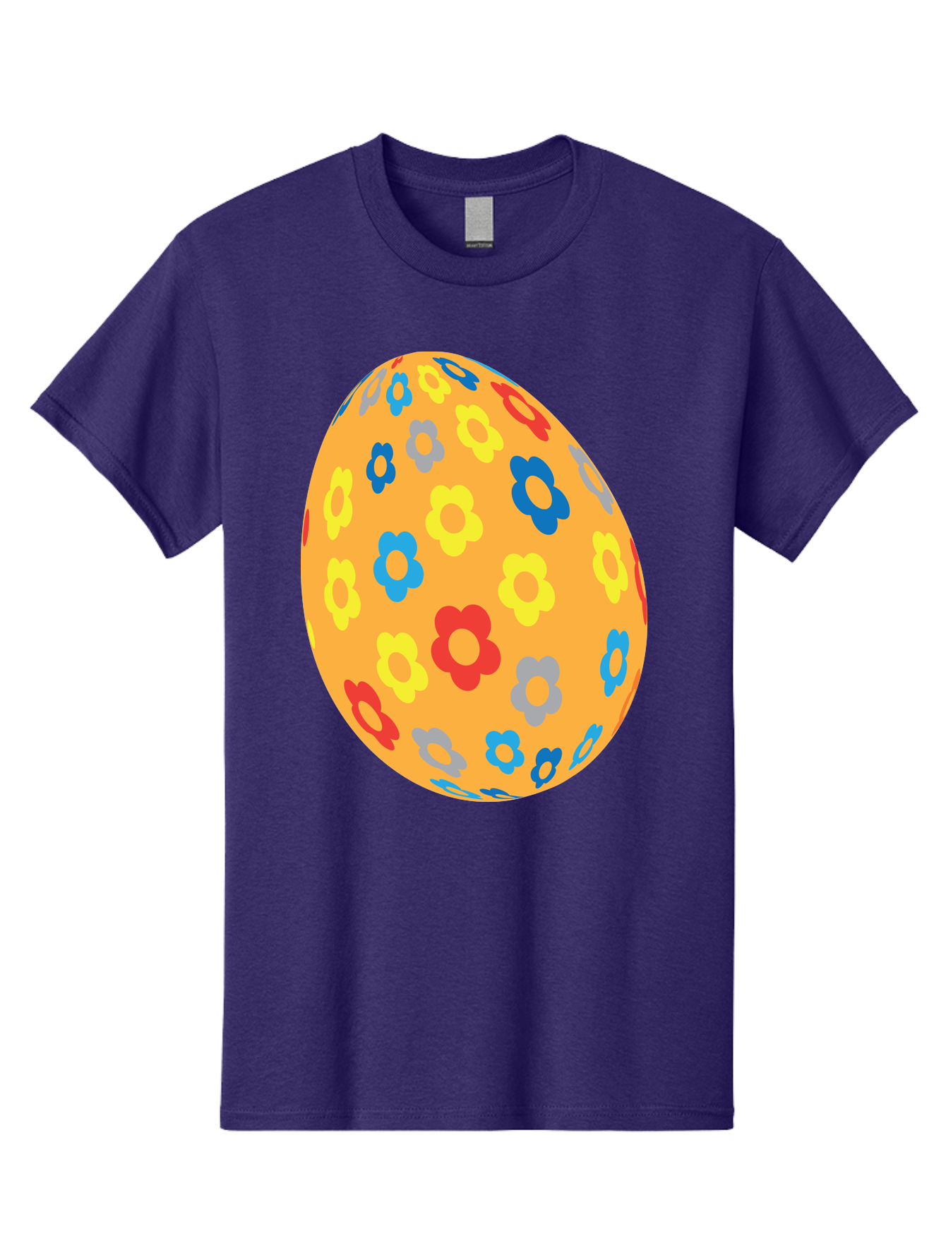 Floral-Easter-Egg Men'S Graphic Tee, 100% Cotton, Comfortable Casual Summer Wear, Machine Washable, Orange Easter Egg, Colorful Flowers, Decorative Pattern, Festive Design, Spring Theme, Vibrant Colors, Easter Decoration, Floral Motif Aac728