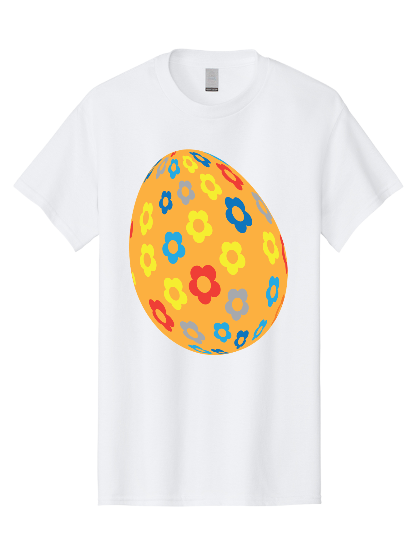 Floral-Easter-Egg Men'S Graphic Tee, 100% Cotton, Comfortable Casual Summer Wear, Machine Washable, Orange Easter Egg, Colorful Flowers, Decorative Pattern, Festive Design, Spring Theme, Vibrant Colors, Easter Decoration, Floral Motif Aac728